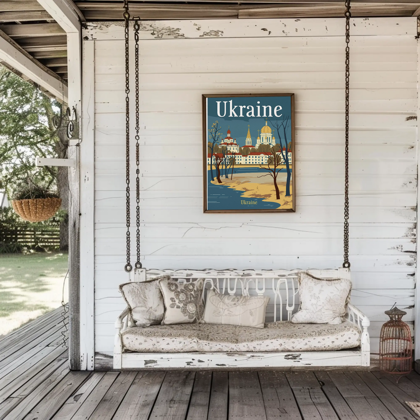 Ukraine Cityscape Vintage Poster