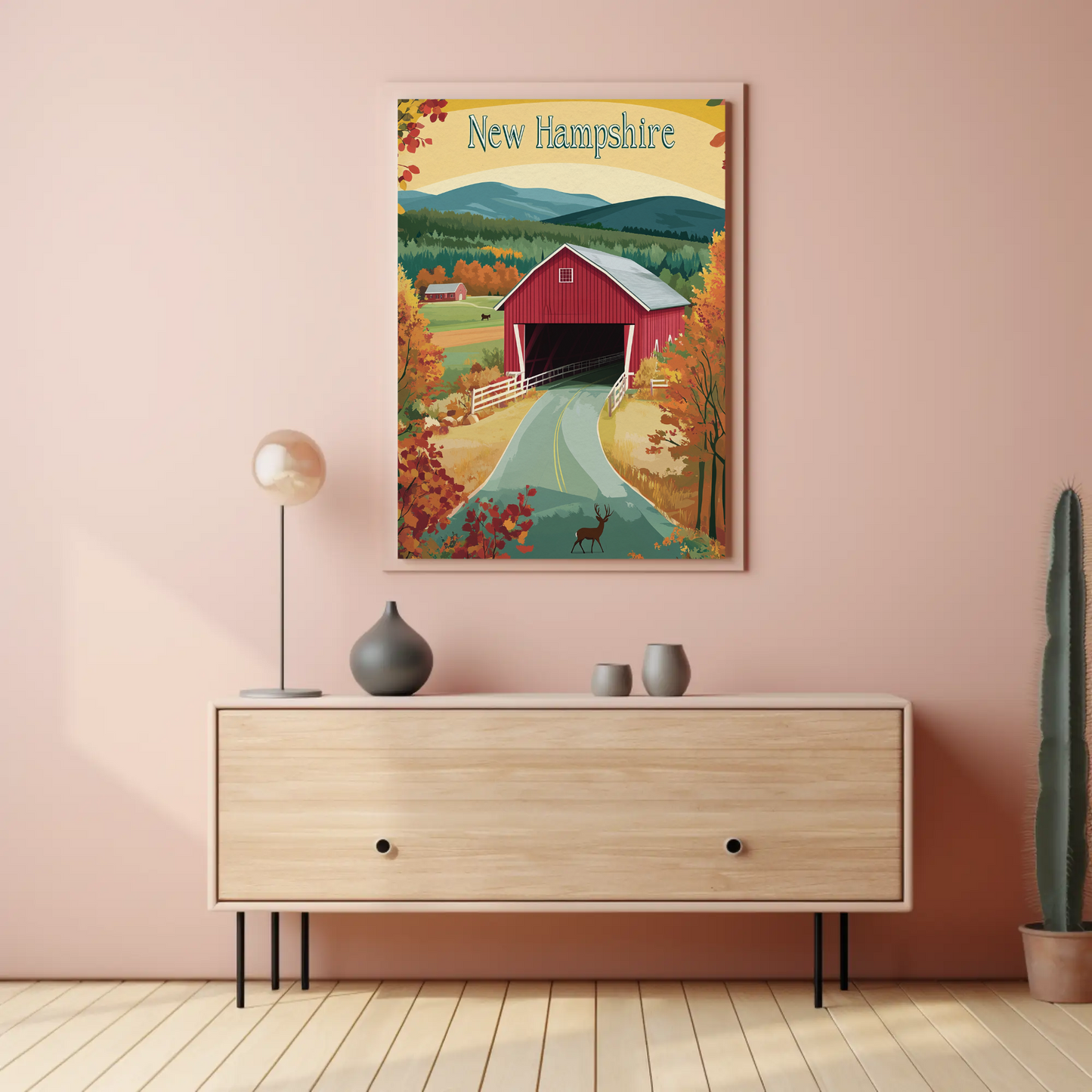 New Hampshire Vintage Poster Covered Bridge