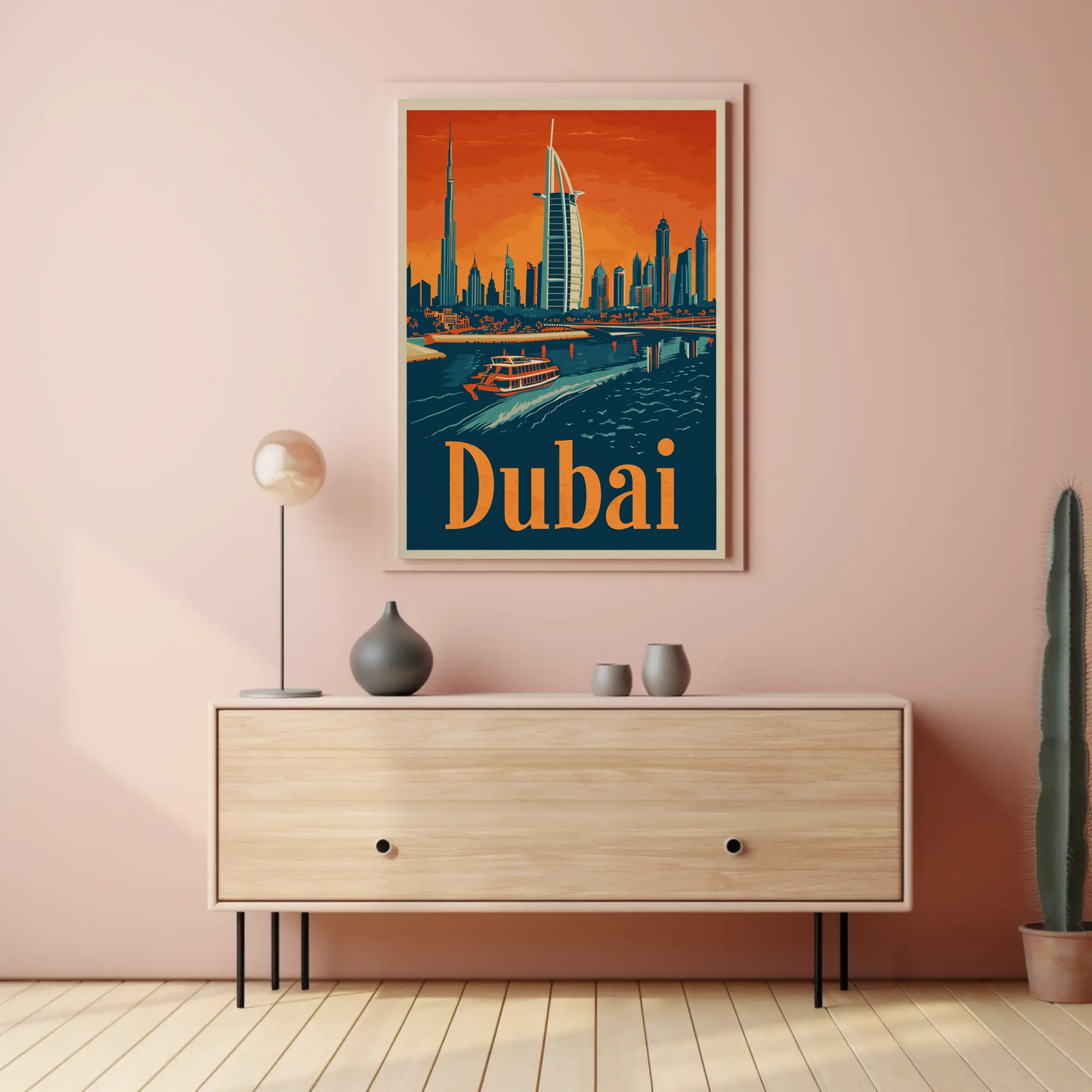 Dubai Cityscape Vintage Poster