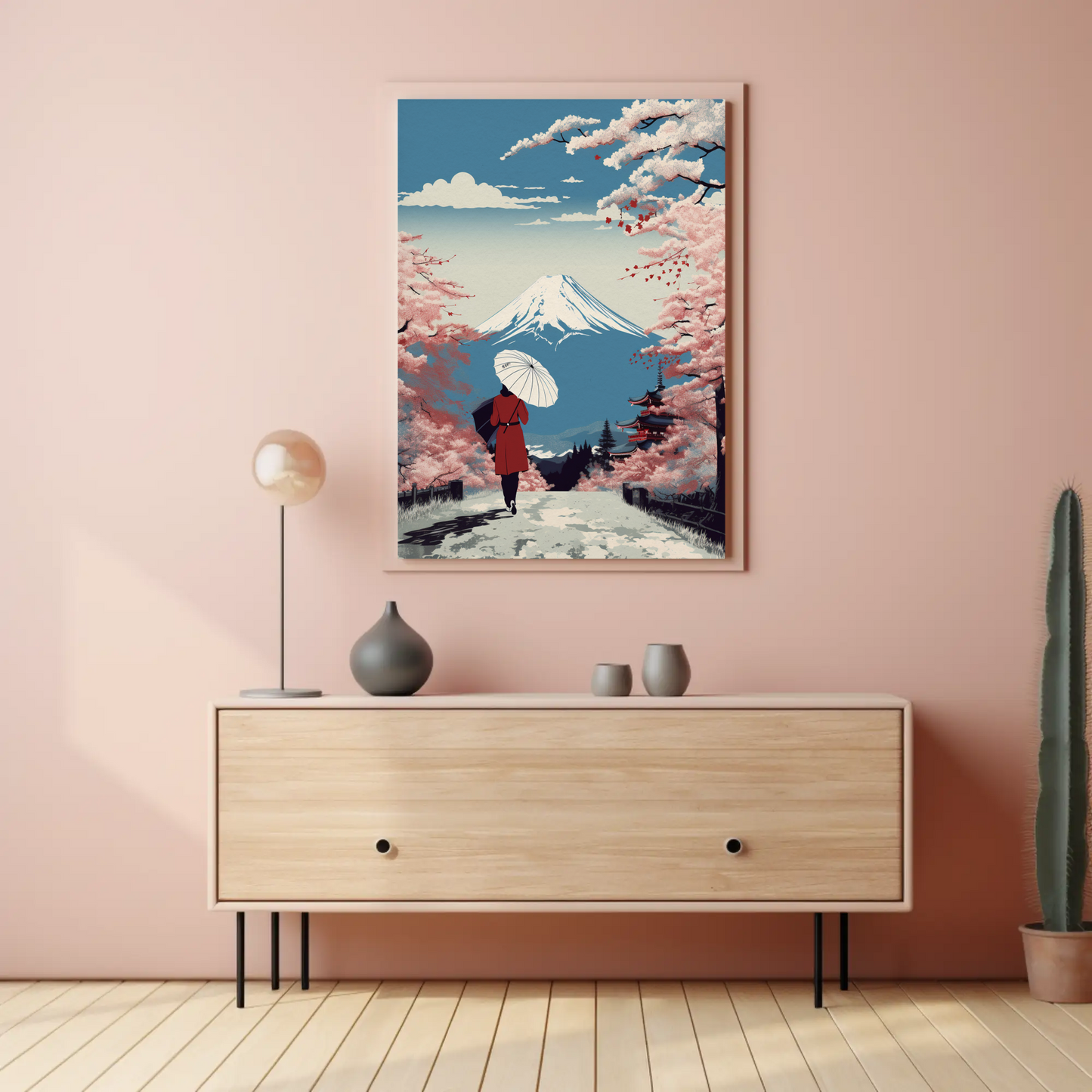Japan Mount Fuji Cherry Blossoms Vintage Travel Poster
