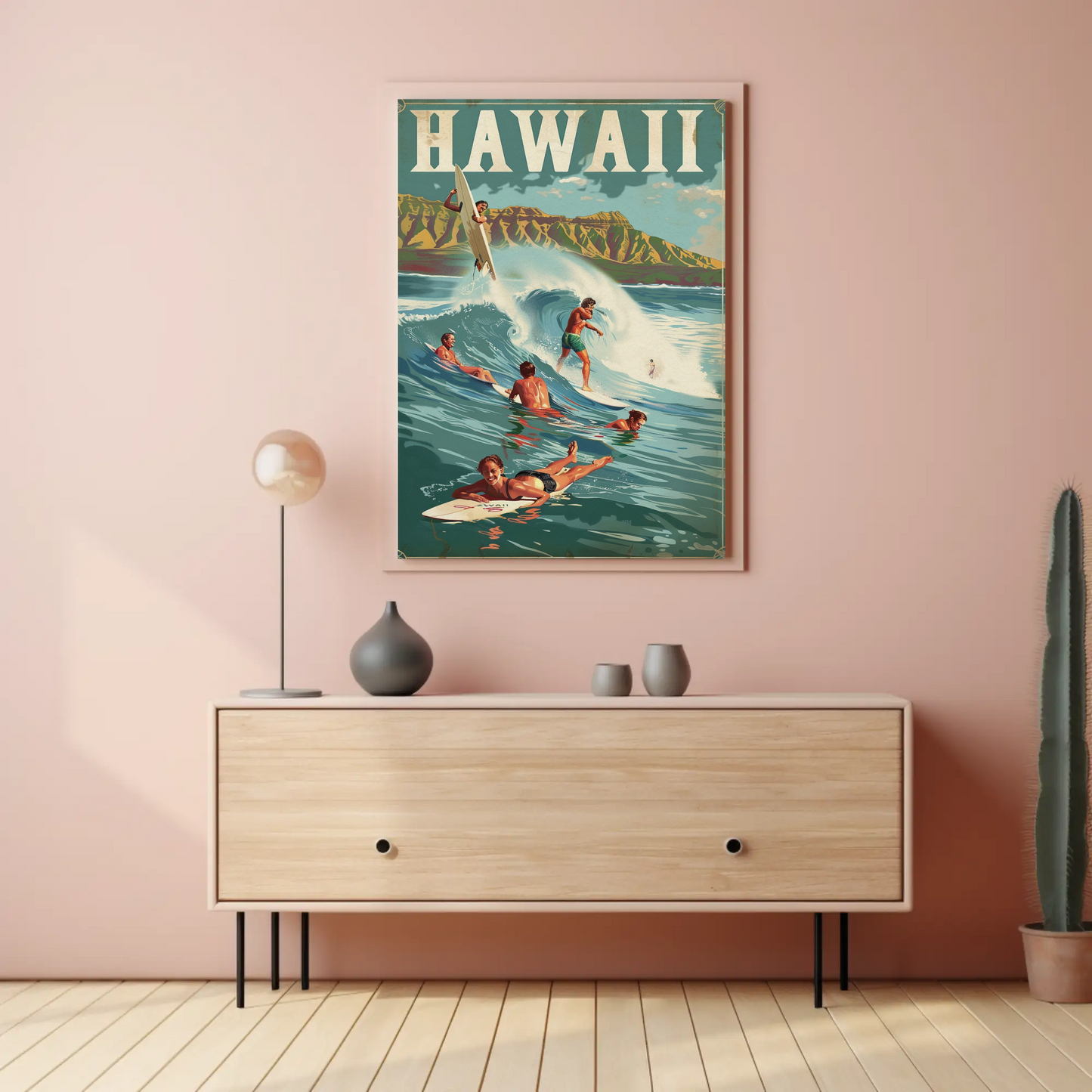 Vintage Poster Hawaii Surfing
