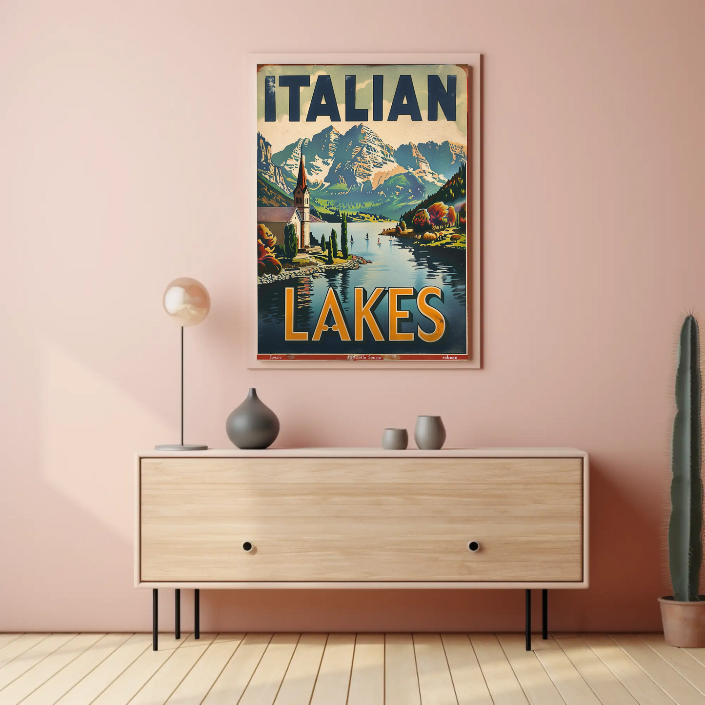 Italian Lakes Vintage Poster - Mountains Reflection