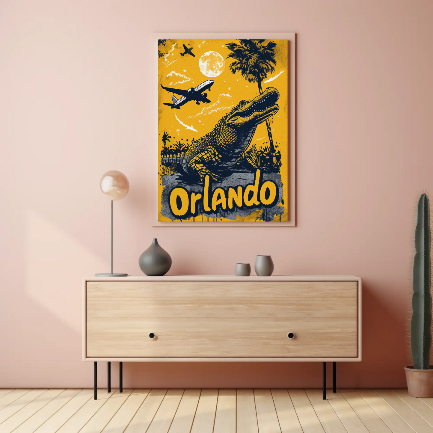 Orlando Vintage Poster - Gator and Airplanes