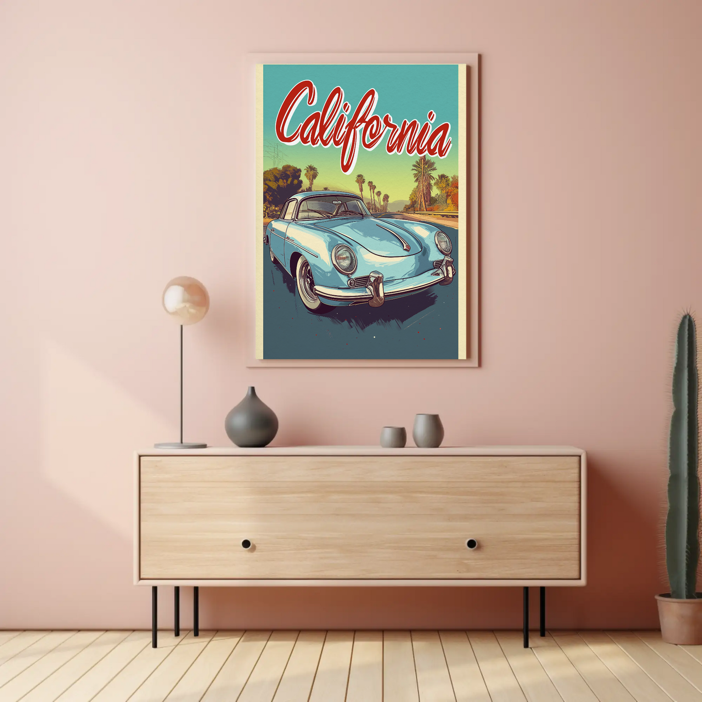 California Classic Car Vintage Poster