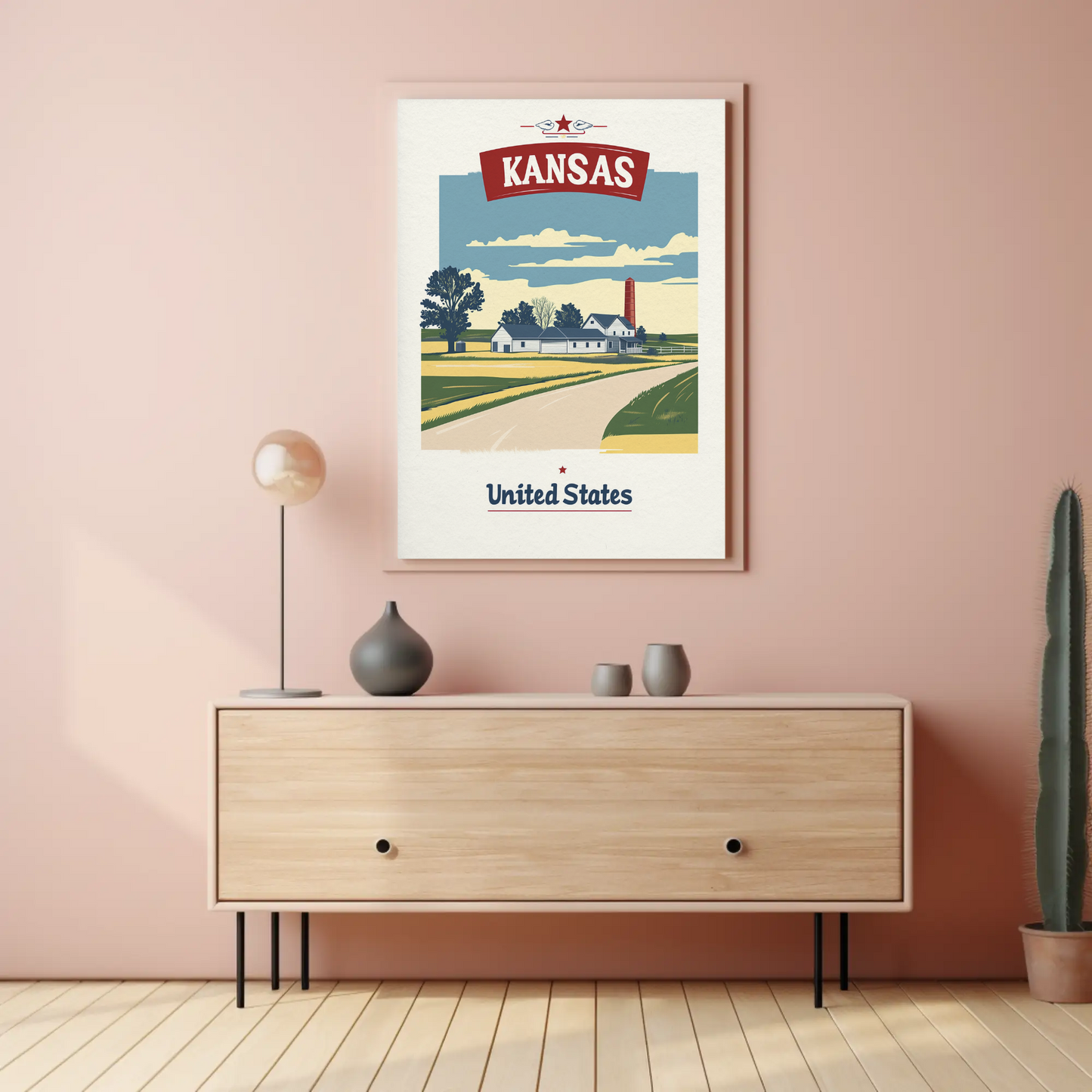 Kansas Country Road Vintage Poster