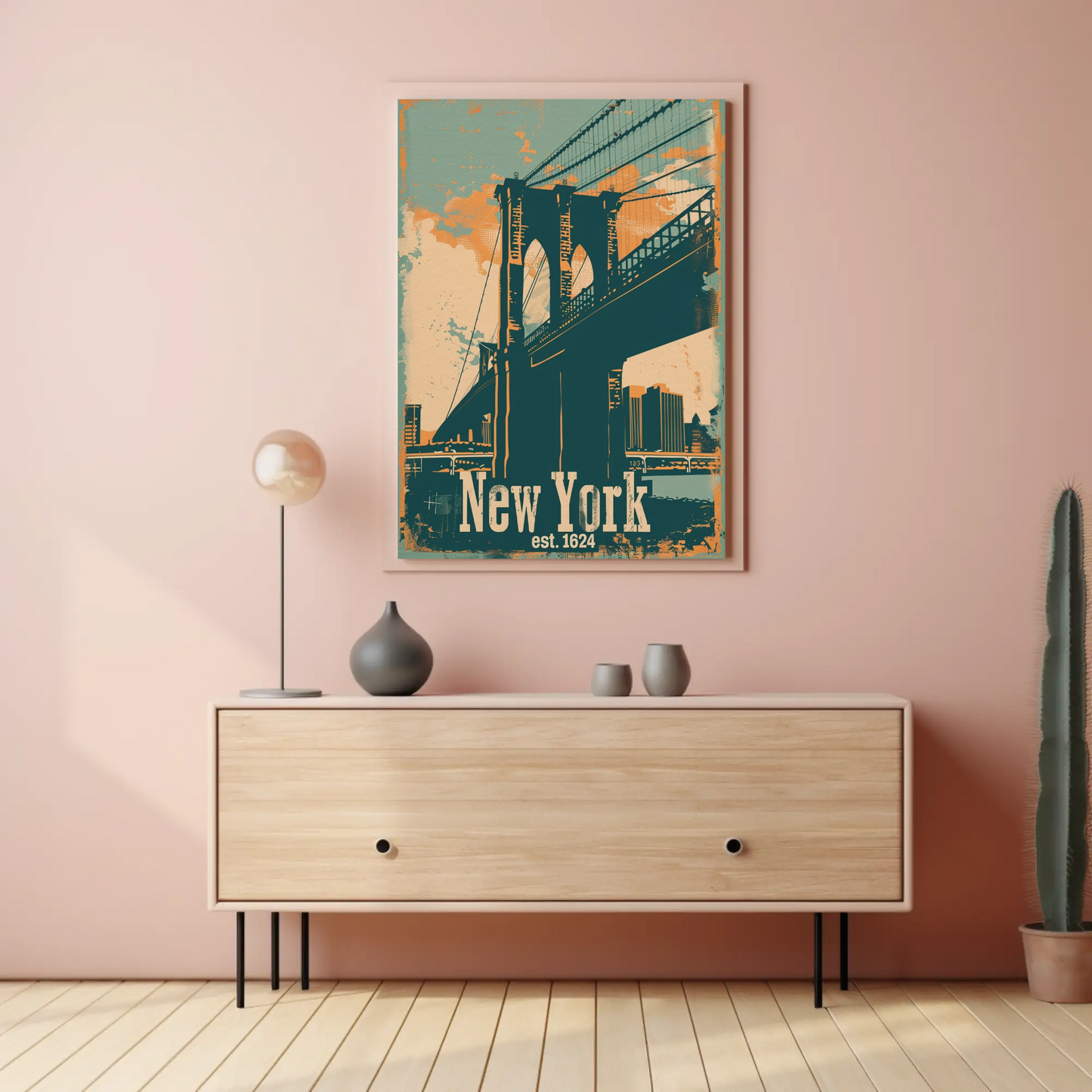 New York Brooklyn Bridge Vintage Poster