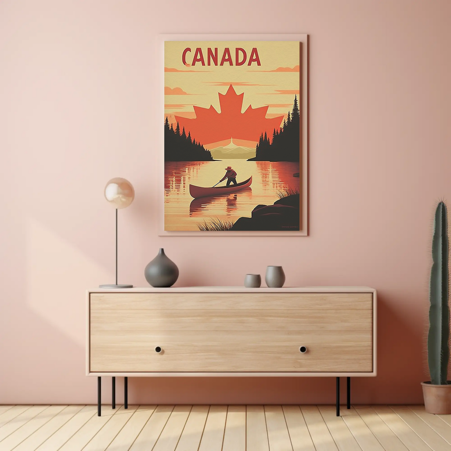 Vintage Poster Canada Canoe Sunset