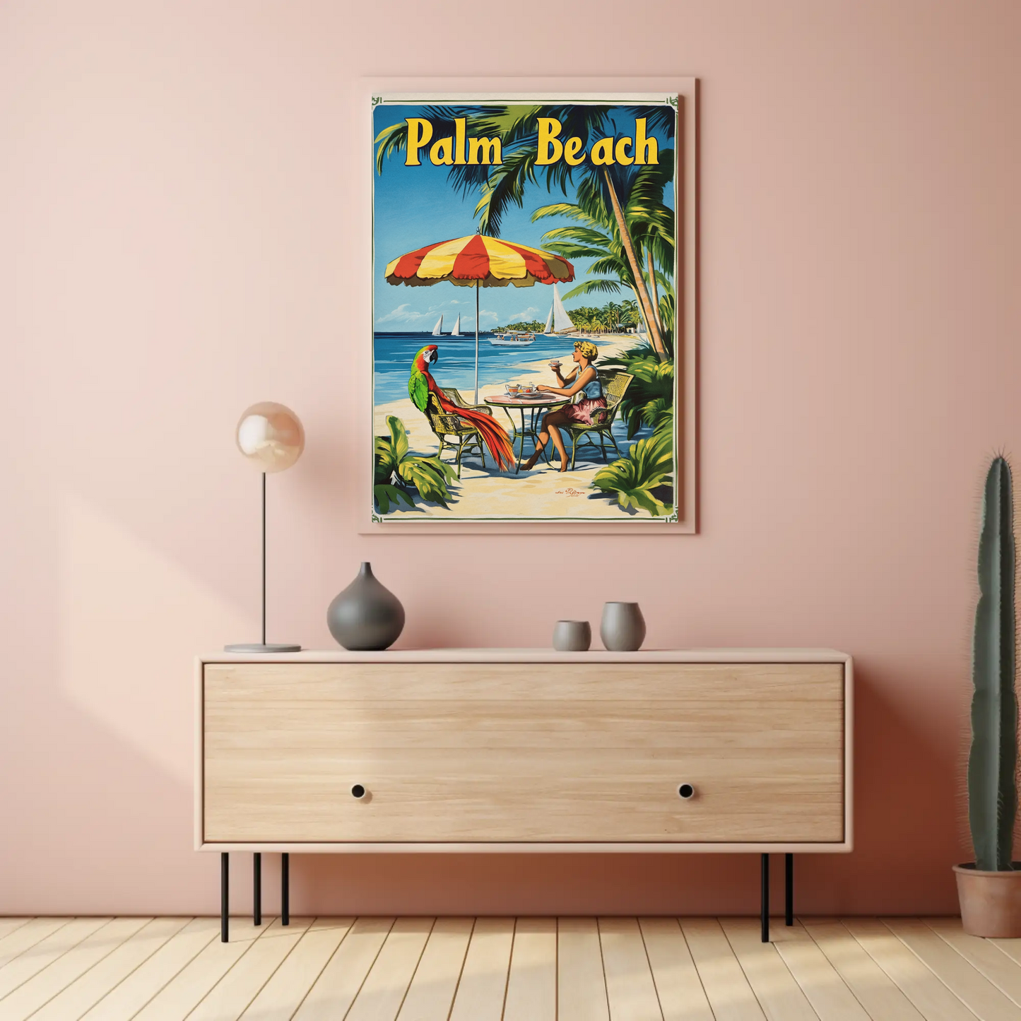 Palm Beach Vintage Poster Cafe Scene