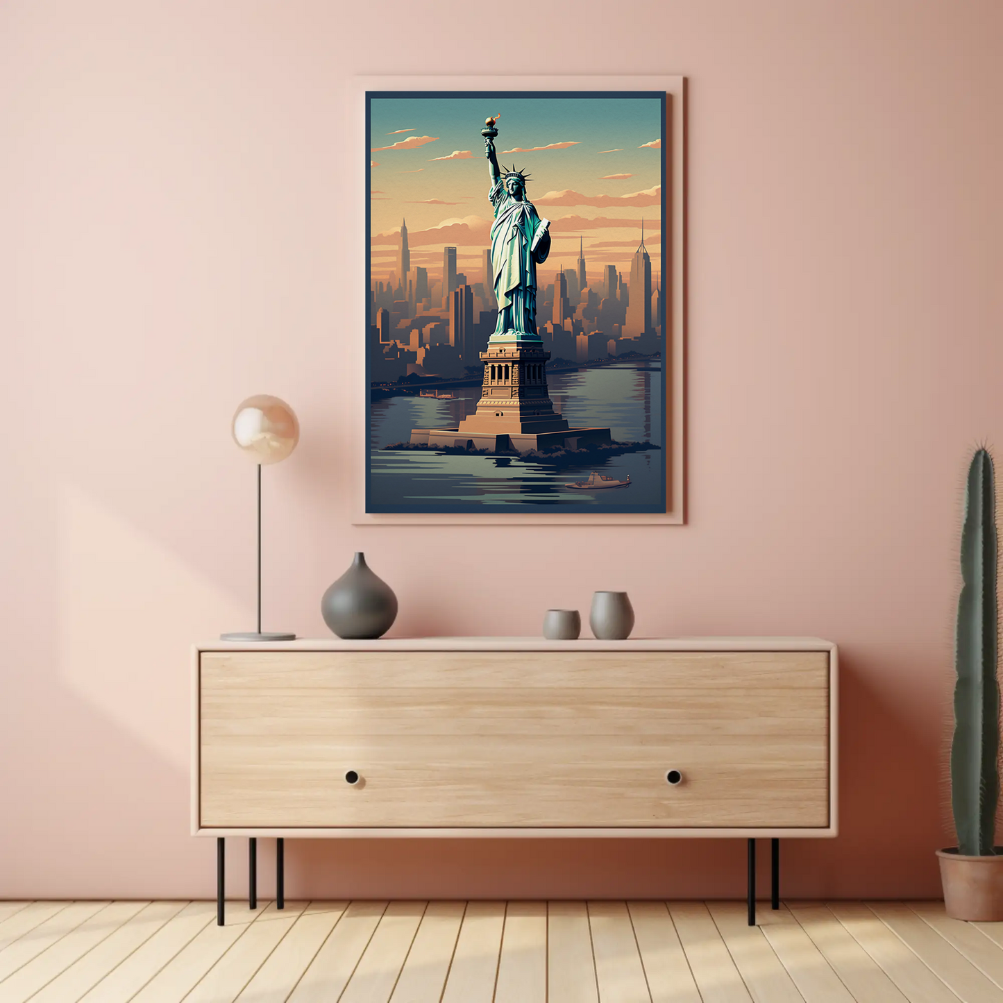 New York Liberty Vintage Travel Poster
