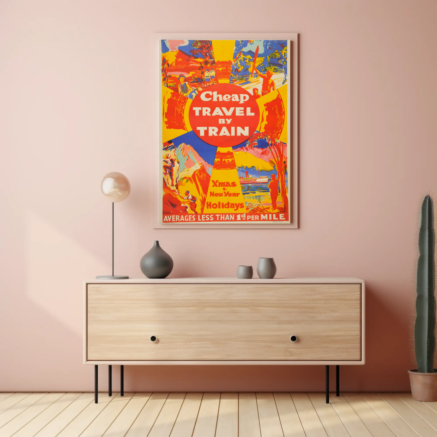 Vintage Poster Cheap Travel By Train