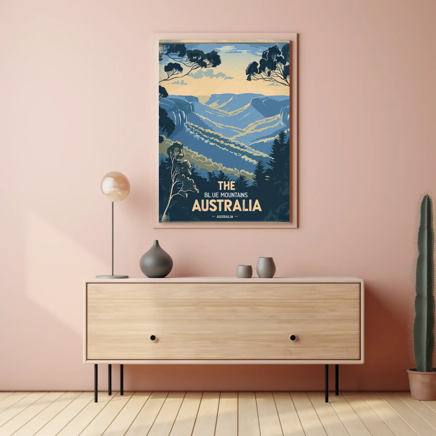 Blue Mountains Australia Vintage Travel Poster - Hills & Valleys