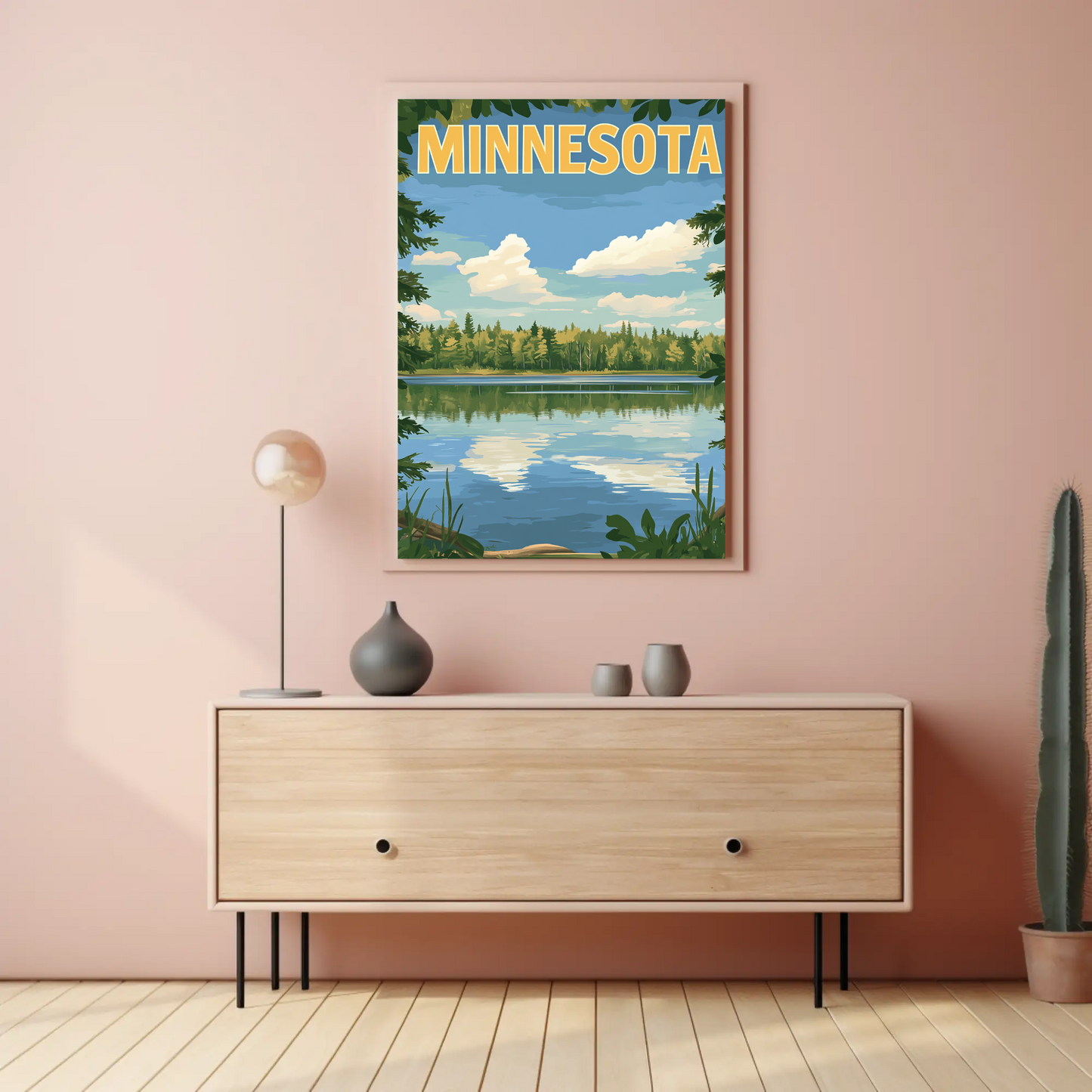 Minnesota’s Tranquil Lakes Vintage Travel Poster