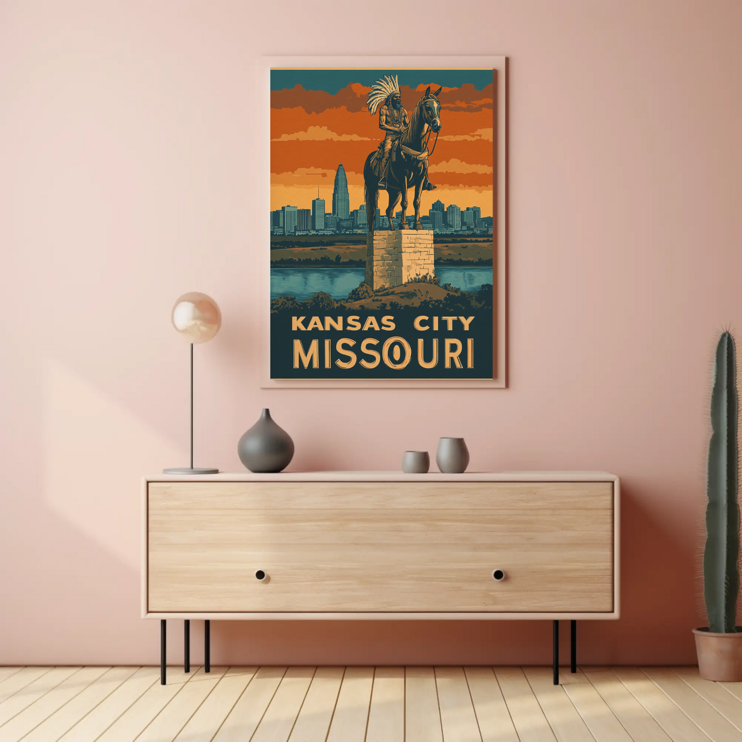 Kansas City Missouri Vintage Poster - Native Monument