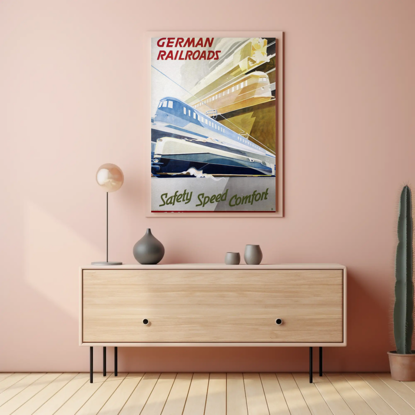 German Railroads Vintage Poster Speed Comfort
