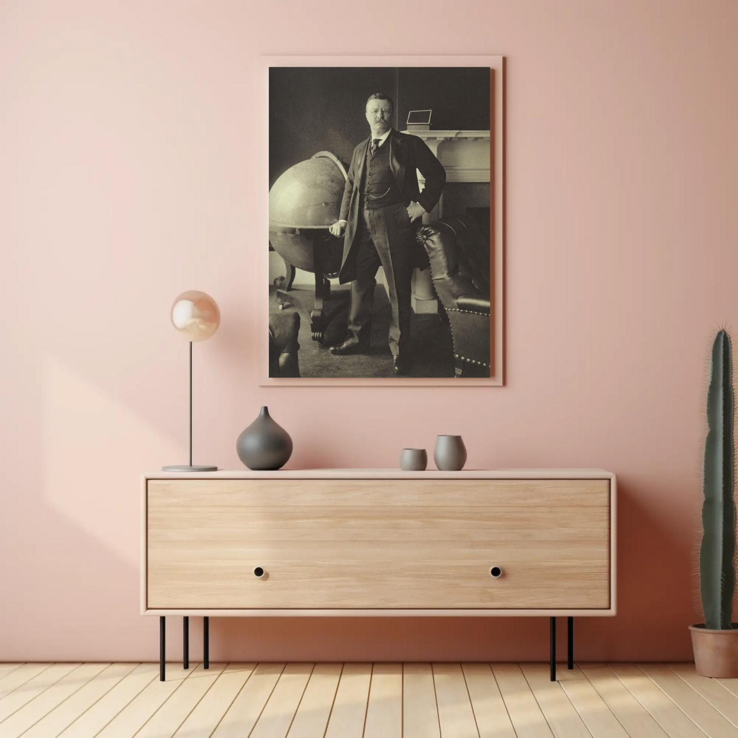 Theodore Roosevelt Library Globe Vintage Poster
