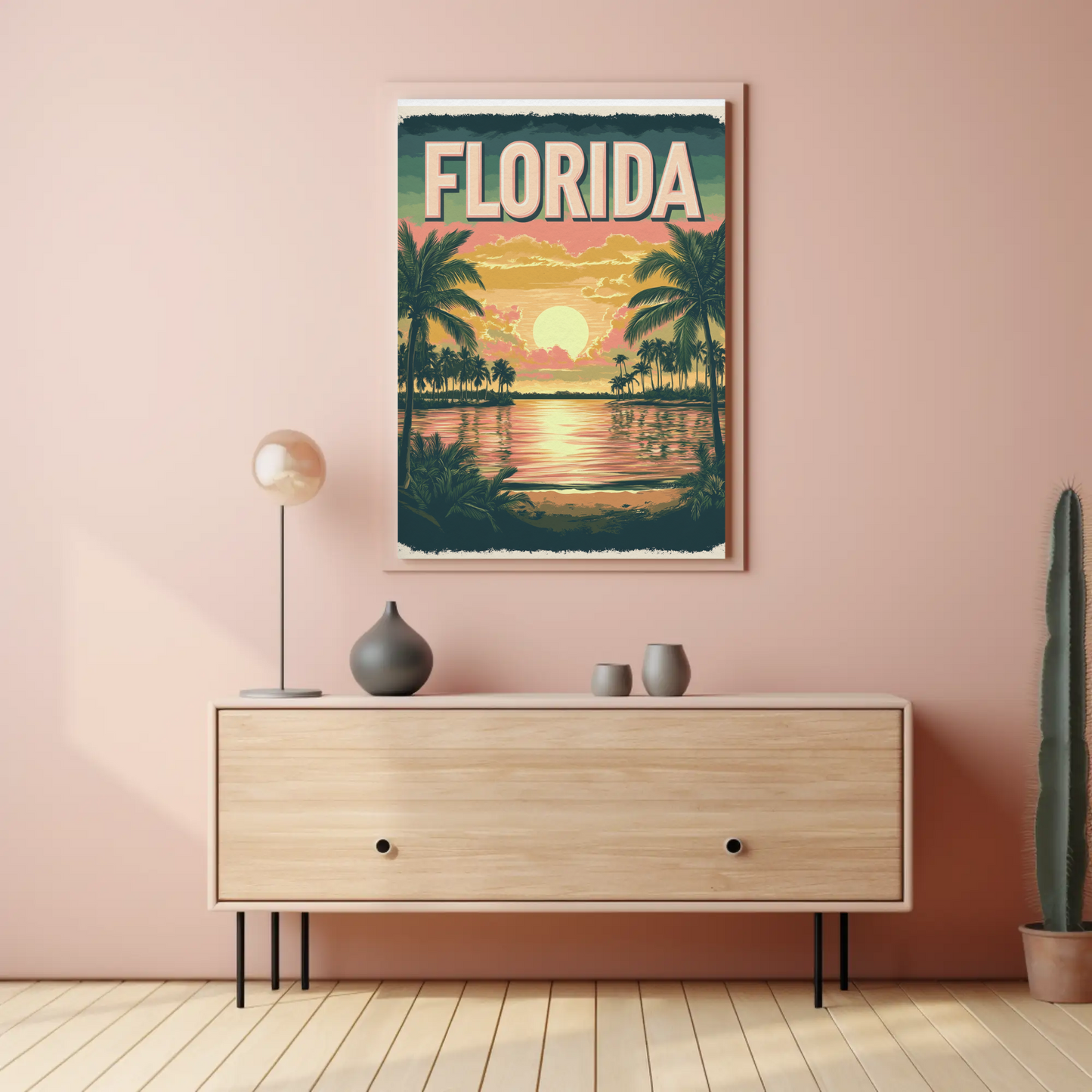 Florida Vintage Poster - Tropical Sunset