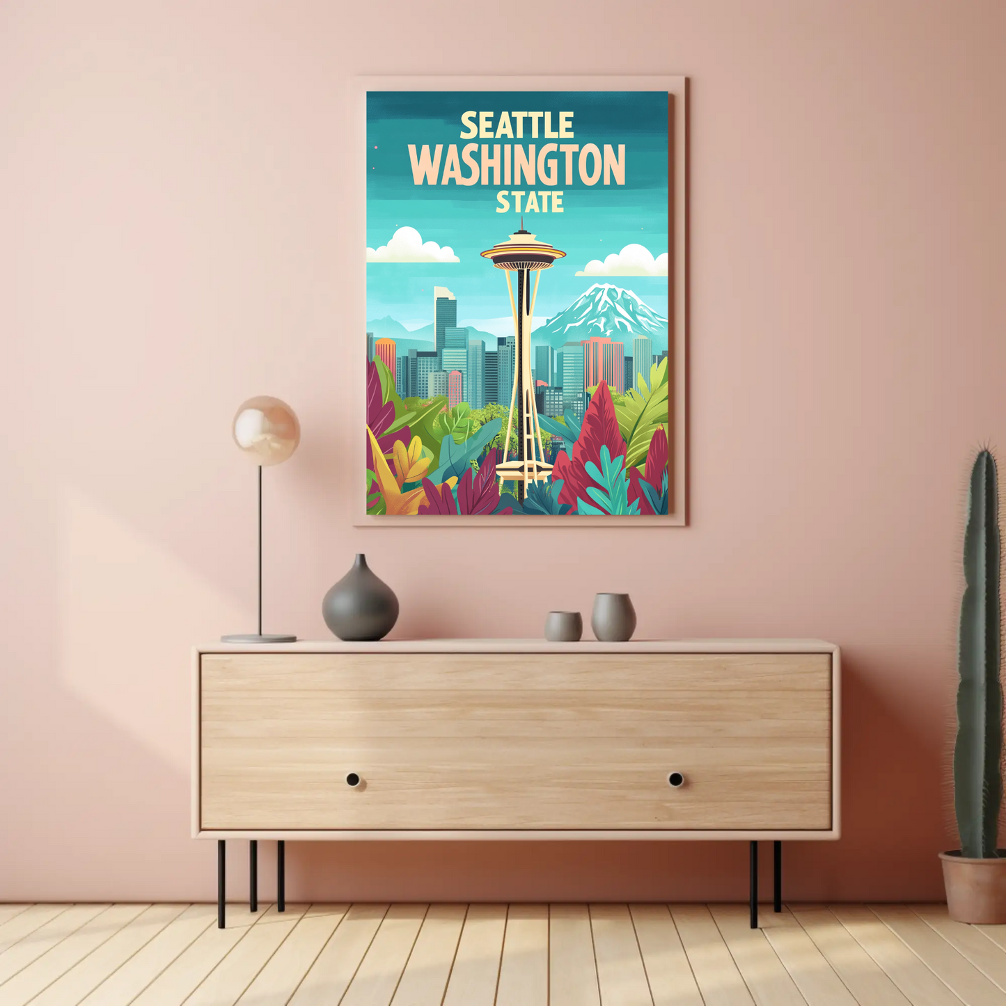 Seattle Washington State Vintage Style Poster