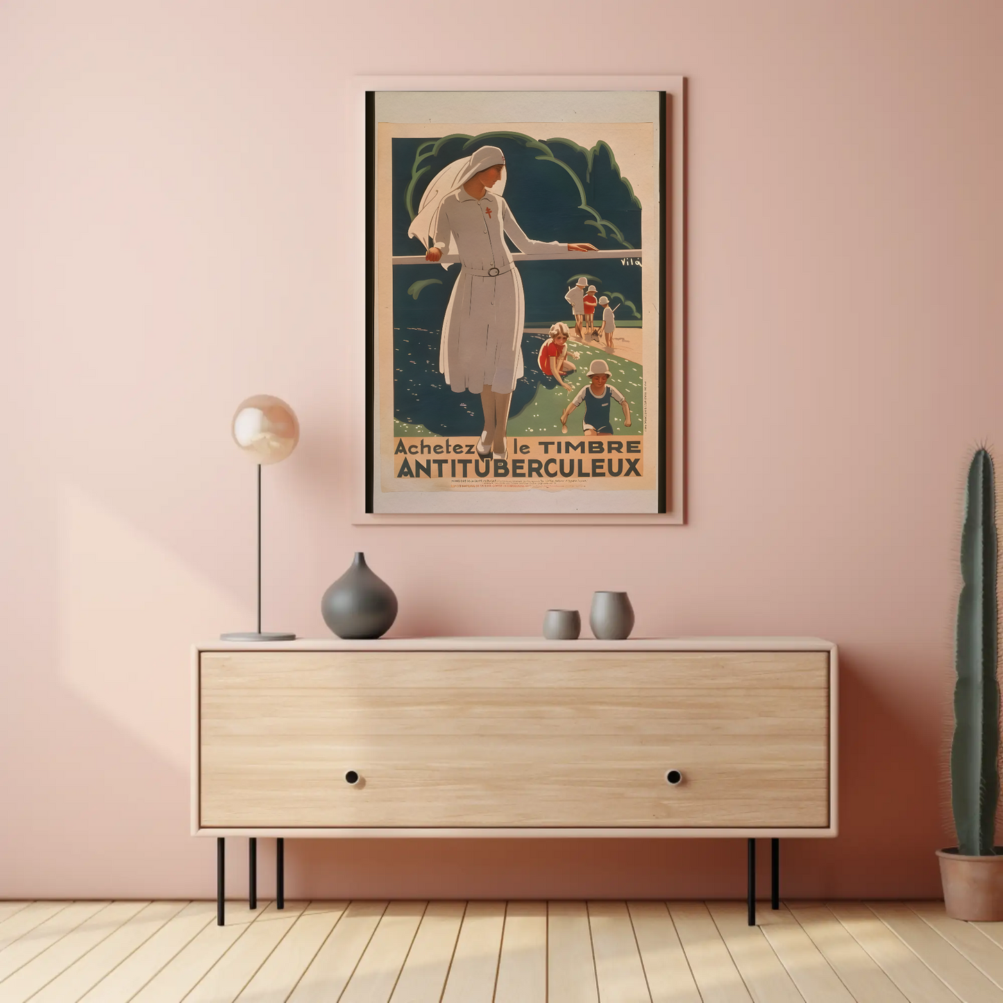 French Anti Tuberculosis Stamp Health Vintage Travel Poster