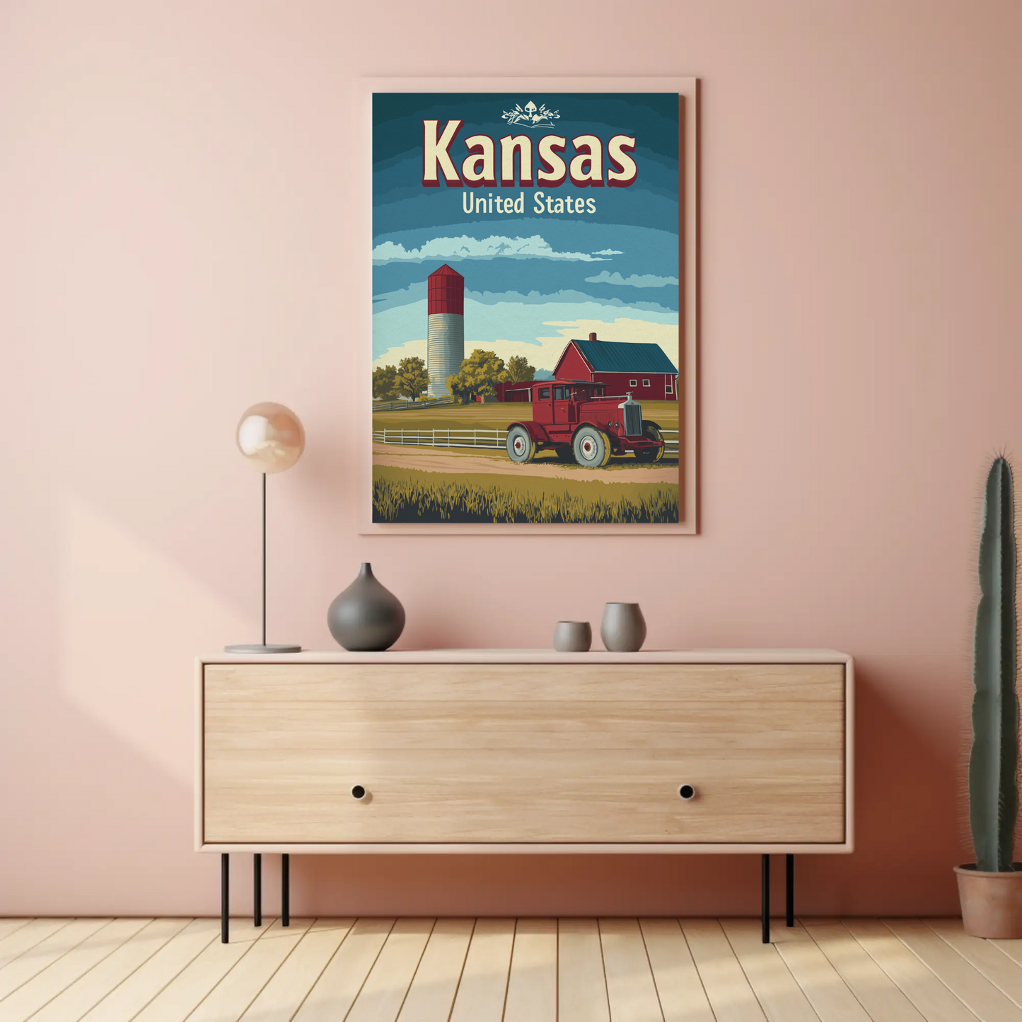 Kansas Farm Truck Vintage Poster