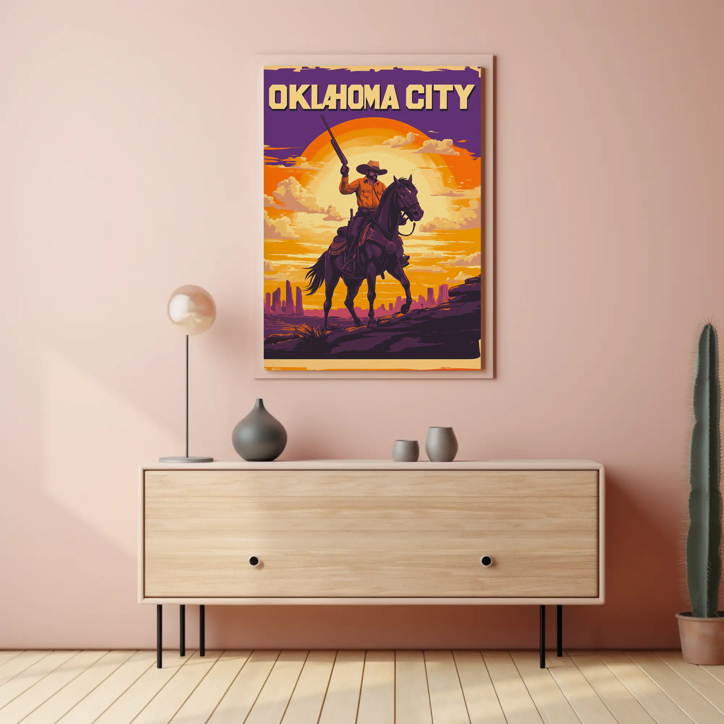Oklahoma City Cowboy Vintage Poster