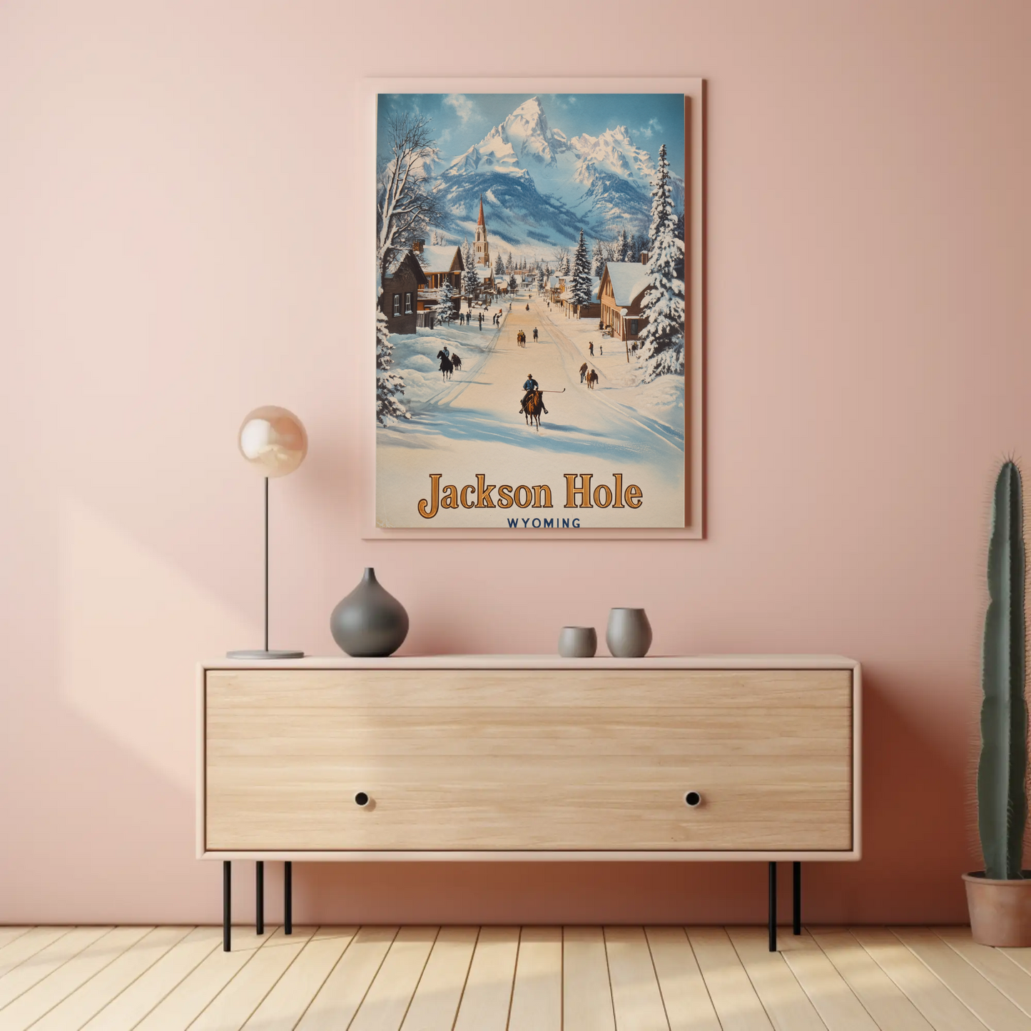 Jackson Hole Wyoming Vintage Poster - Snowy Town