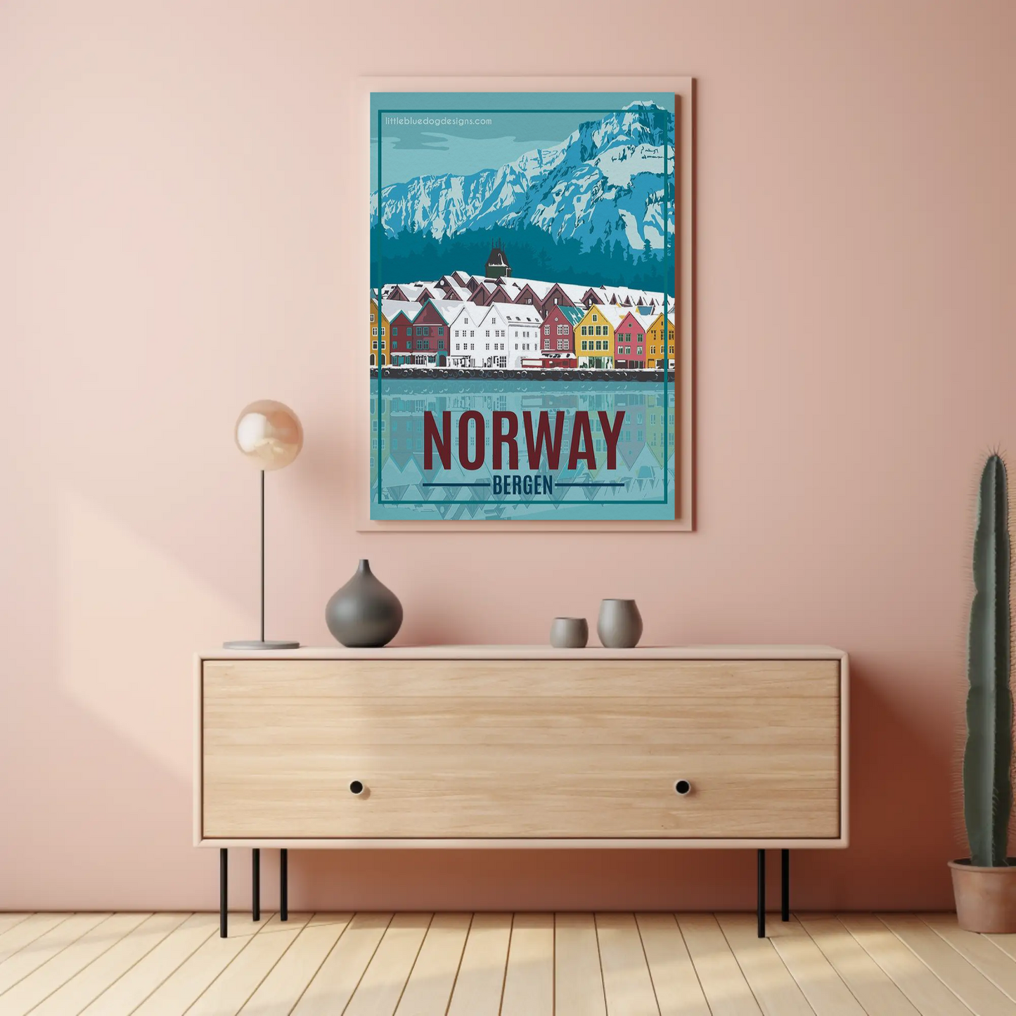 Norway Vintage Poster Bergen Winter