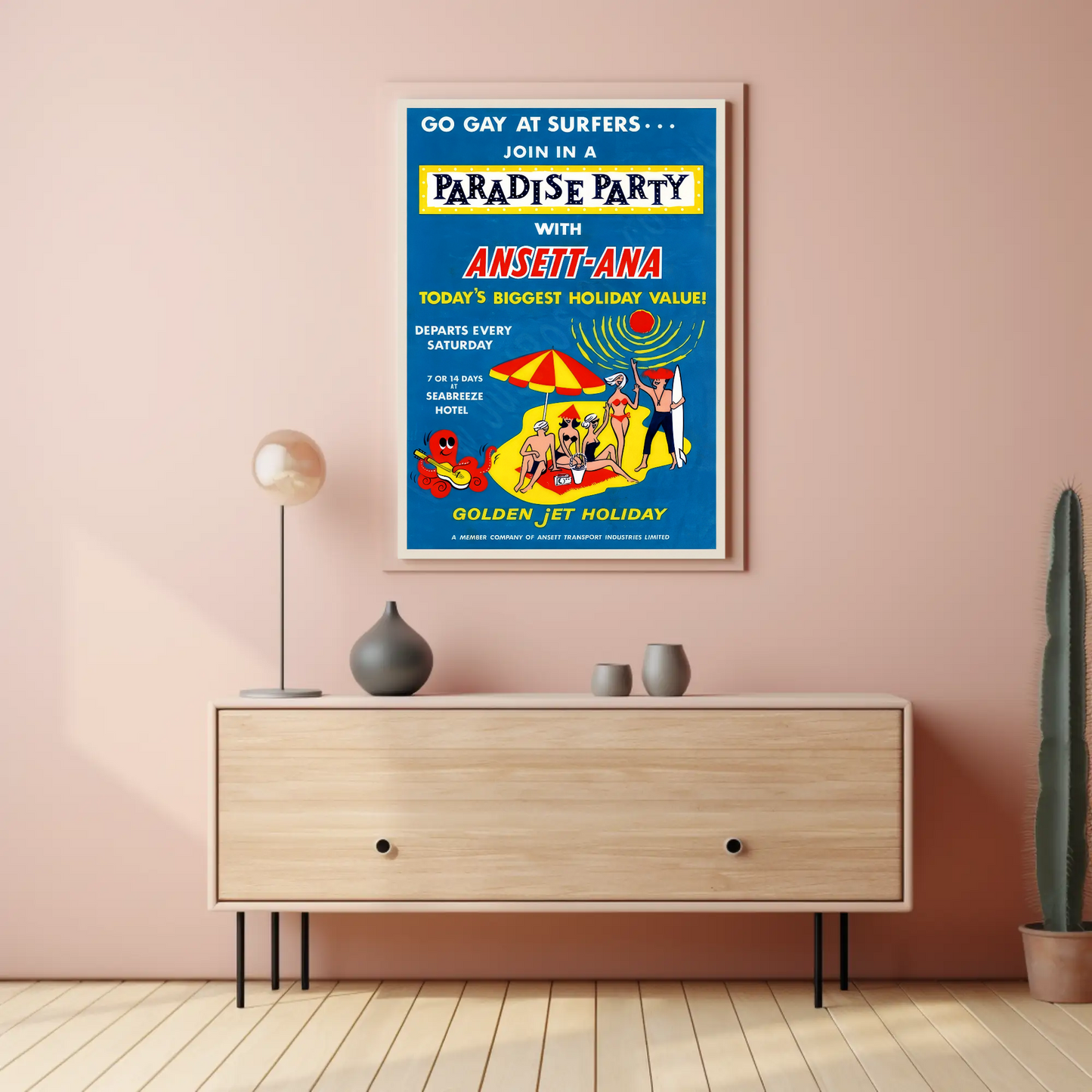 Paradise Party Vintage Poster - Ansett-ANA