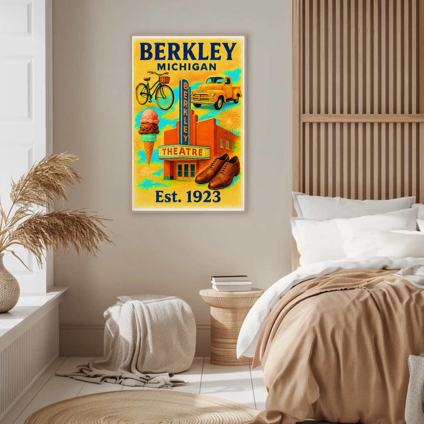 Berkley Michigan Wall Art Vintage Travel Poster