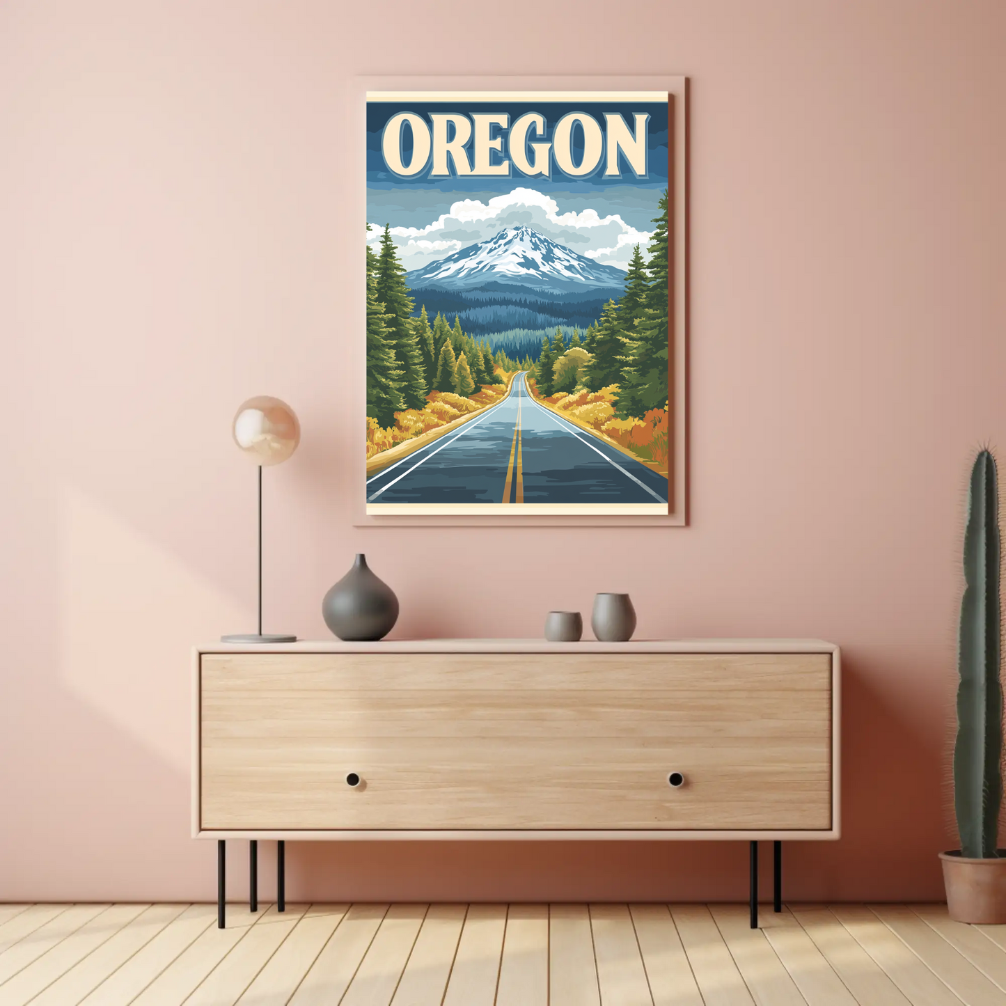 Oregon Vintage Poster - Scenic Mountain Road