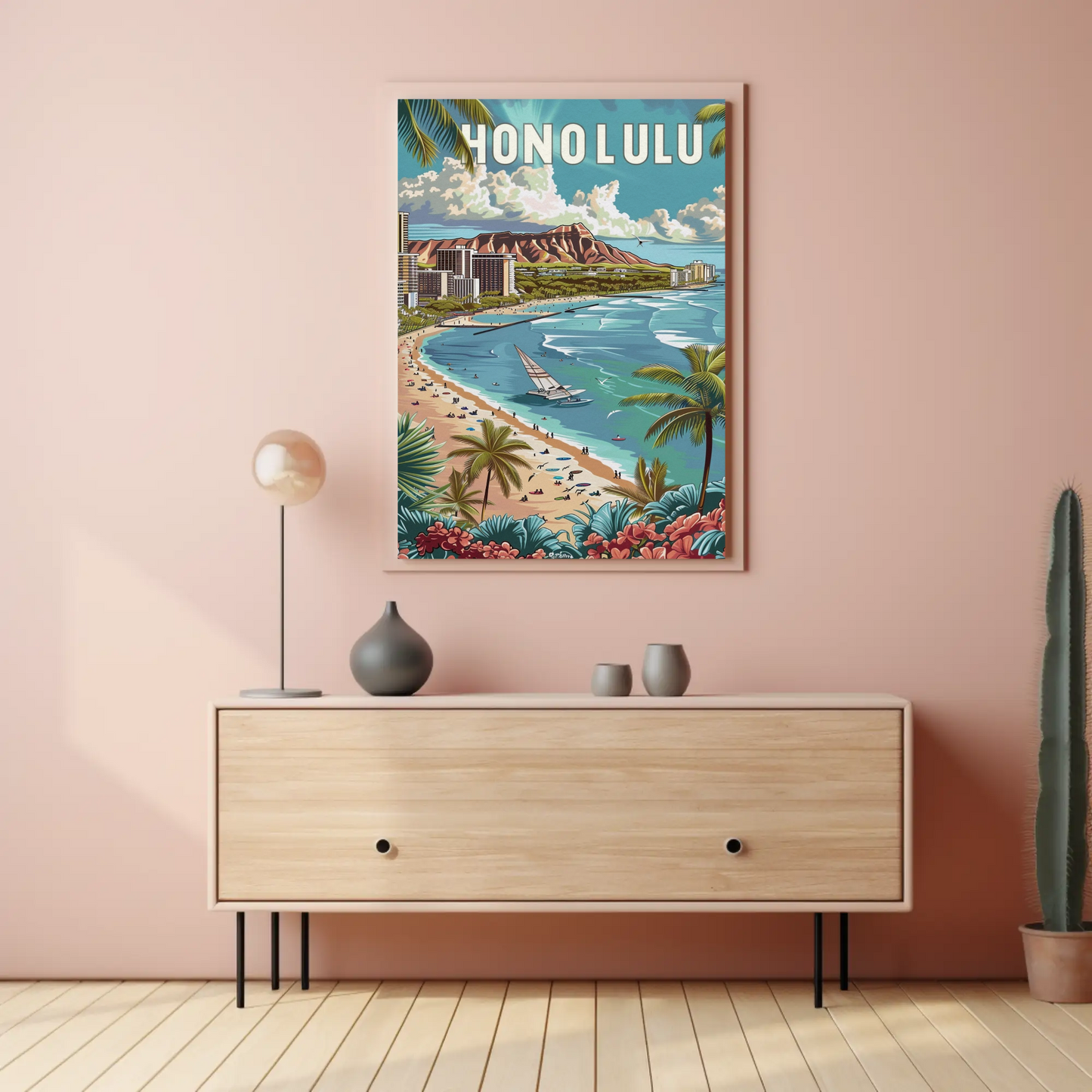 Honolulu Vintage Poster Diamond Head View