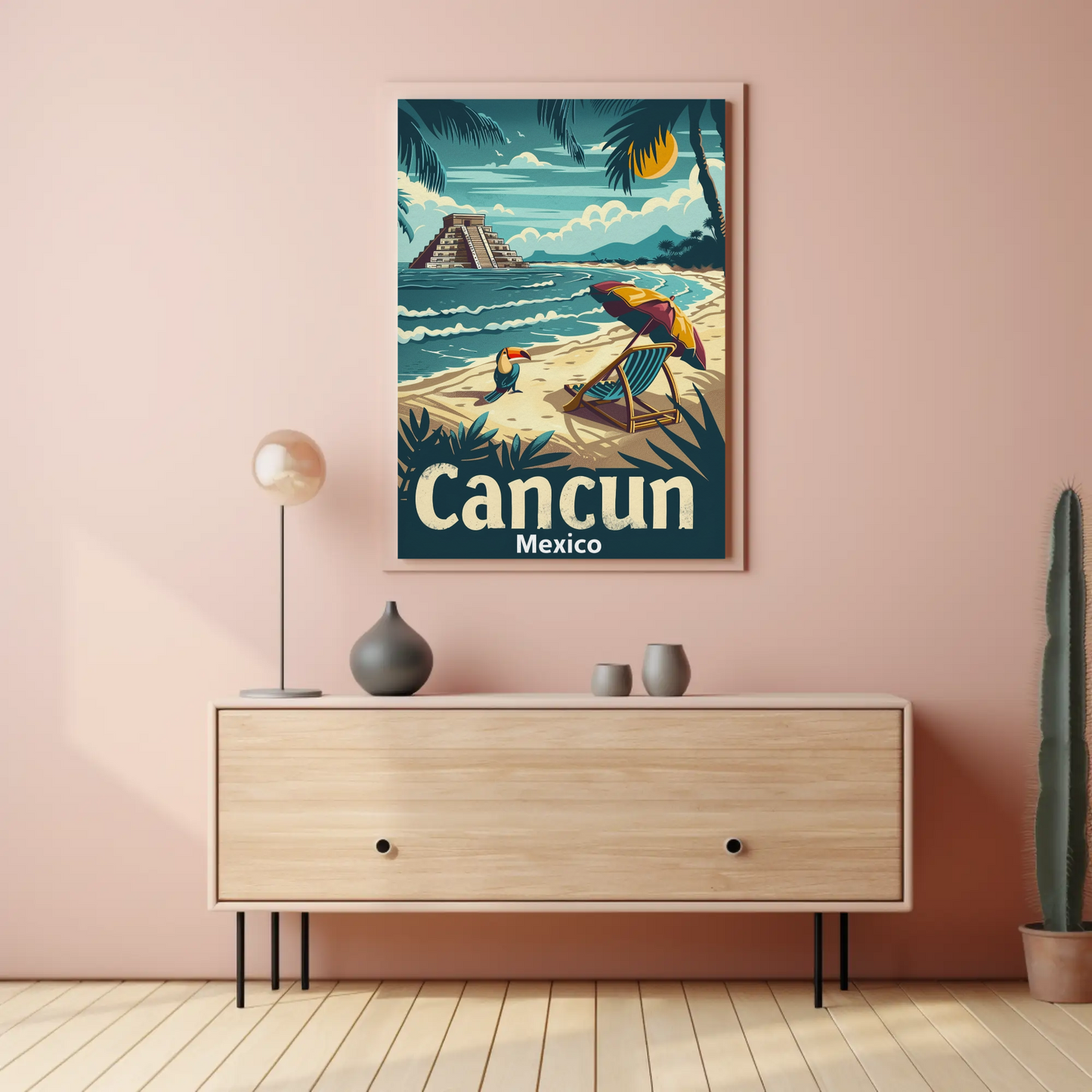 Vintage Travel Poster - Cancun Mexico Tropical Paradise