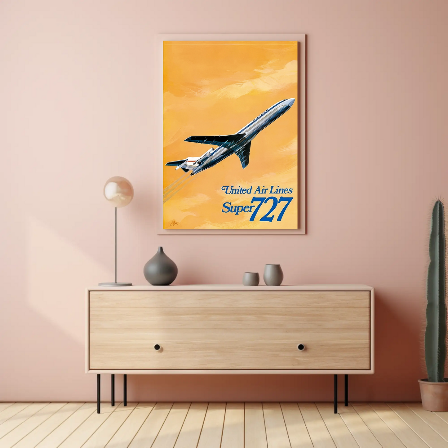 United Airlines Super 727 Vintage Poster