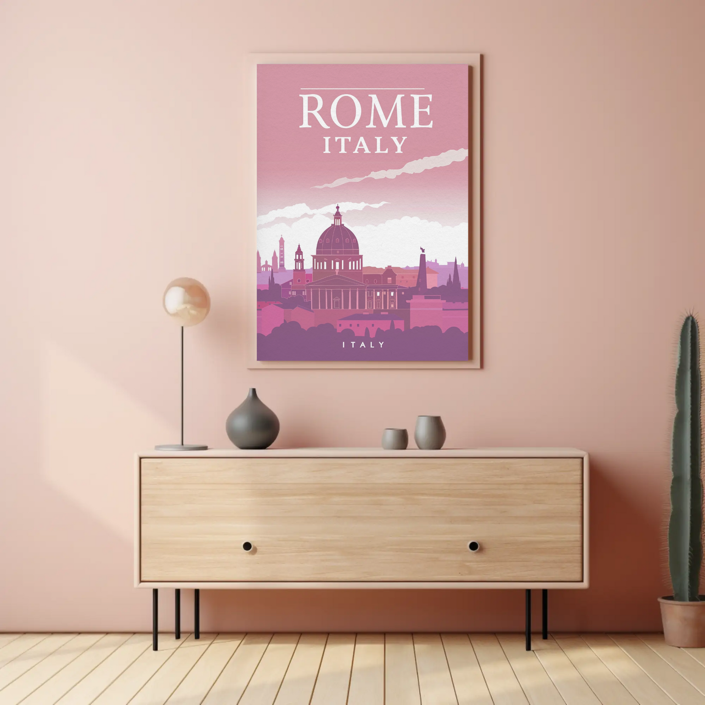 Rome: Cityscape in Pink Hues