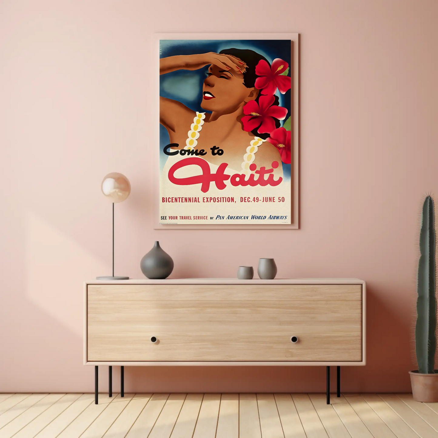 Haiti Vintage Poster Woman Flowers