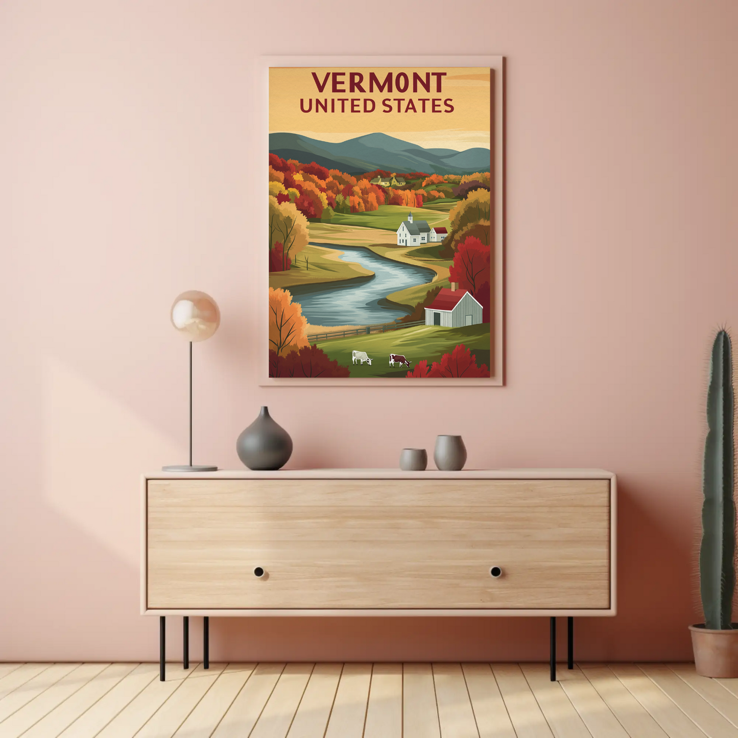 Vintage Travel Poster - Vermont Farm Valley