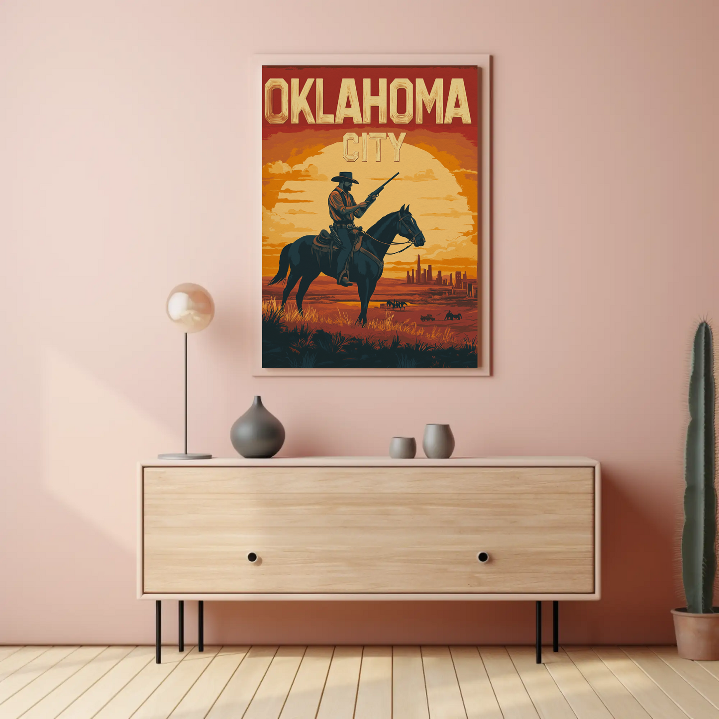 Oklahoma City Vintage Poster - Western Horizon