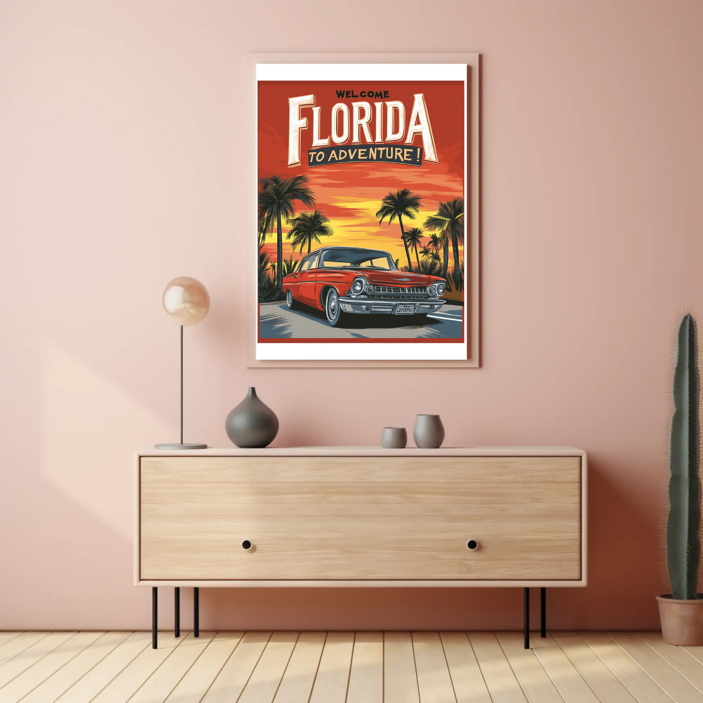 Florida Sunset Adventure Vintage Travel Poster
