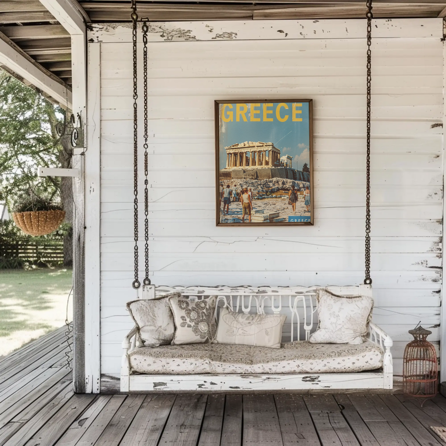 Greece Acropolis with Tourists Poster