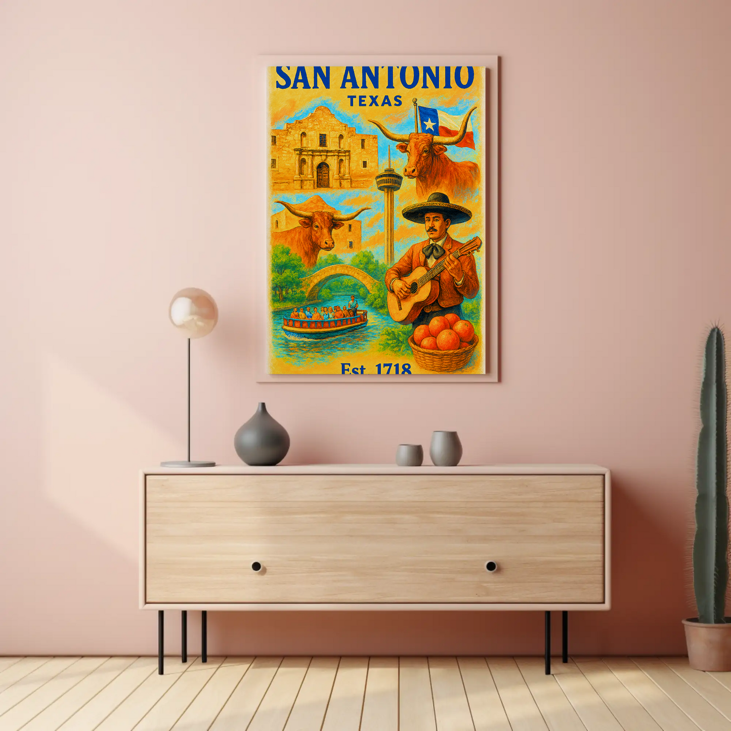San Antonio Texas Poster With Alamo Vintage Travel Poster