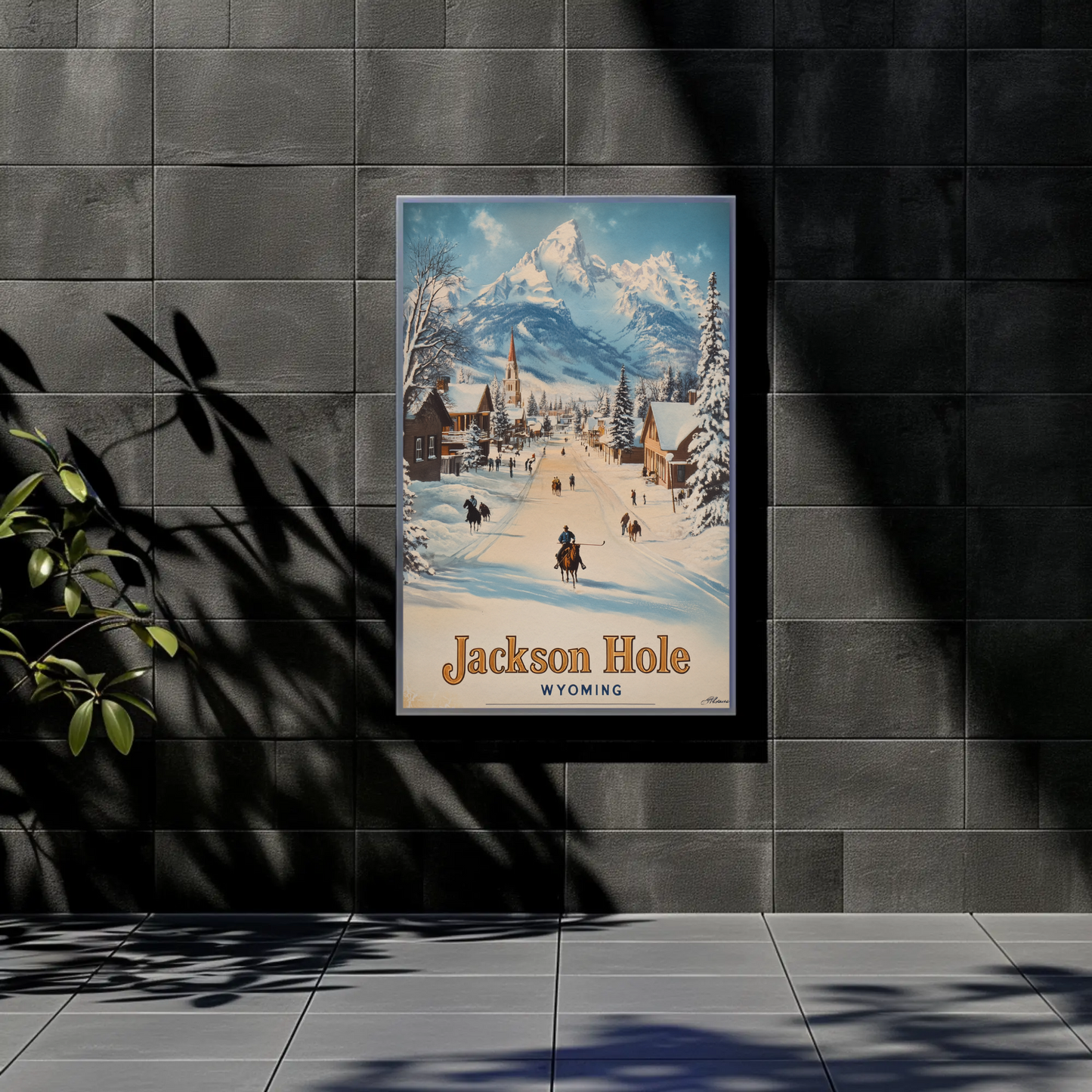 Jackson Hole Wyoming Vintage Poster - Snowy Town