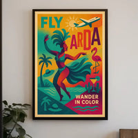 Vibrant Retro Travel Poster Tropical Vacation Escapade PosterGoat