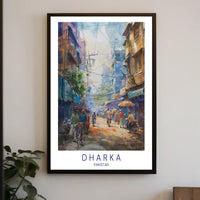 Vibrant Pakistani Urban Street Scene Watercolor Cityscape Poster PosterGoat