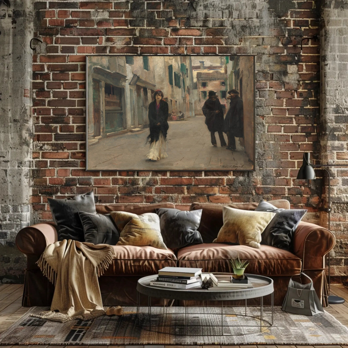 European Street Scene in Impressionistic Artistic Poster