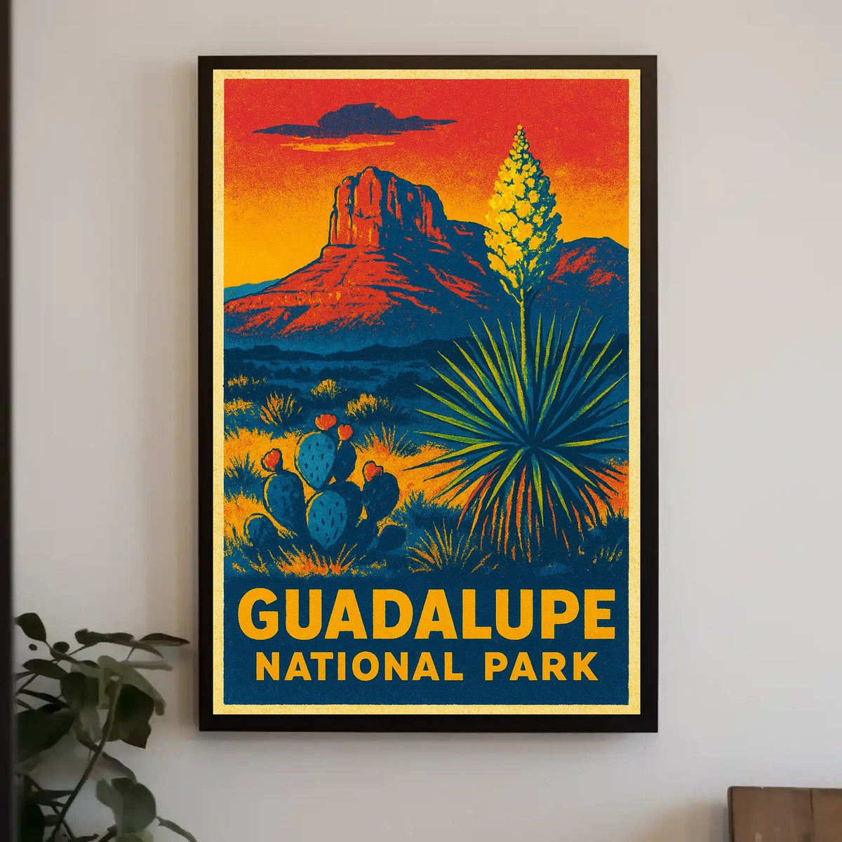 Guadalupe National Park Sunset Vintage Travel Voyager Poster