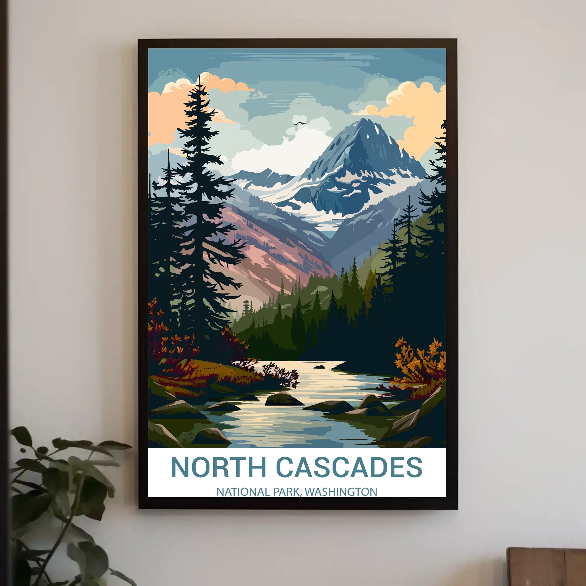 North Cascades Vintage Landscape Art National Park Poster