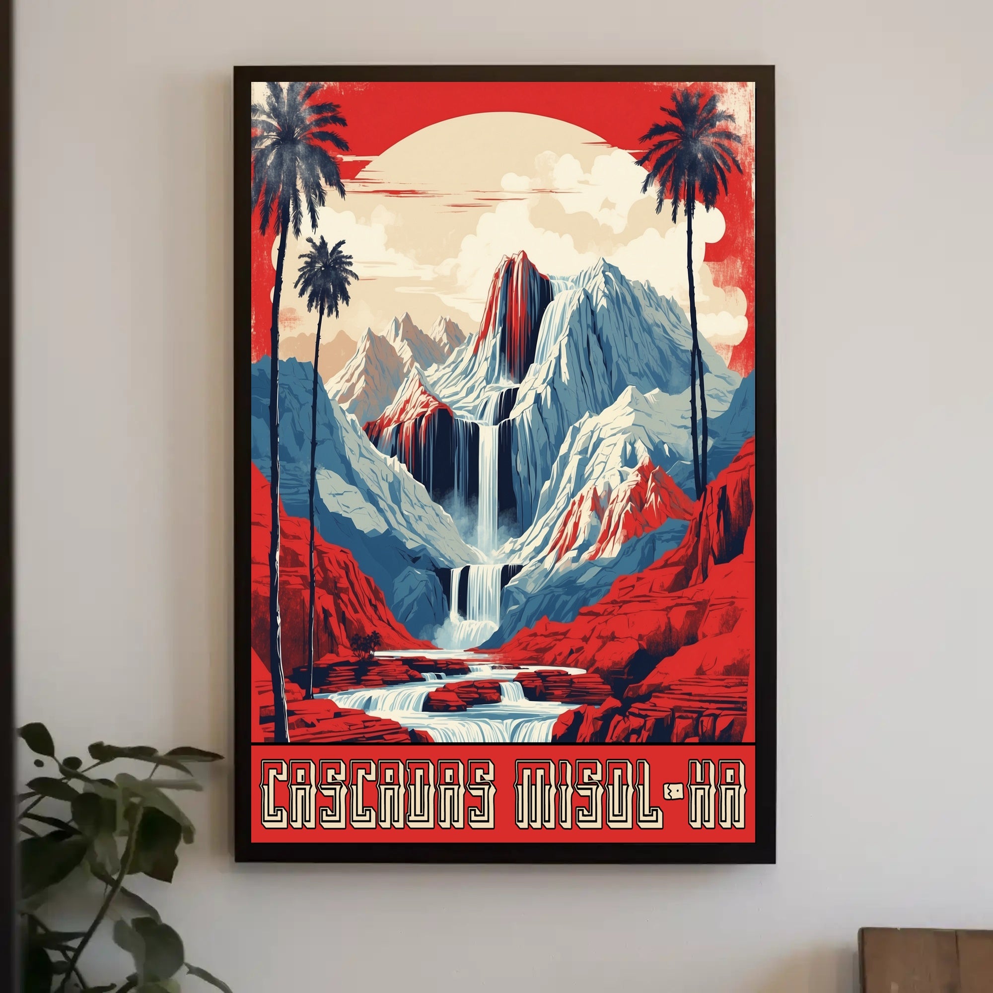 Cascadas Misol-Ha Retro Travel Poster