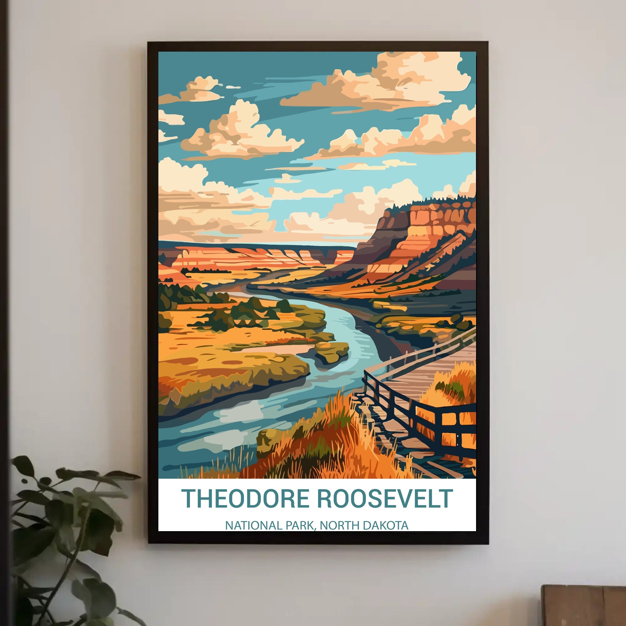 Theodore Roosevelt National Park Scenic Landscape Vintage Poster