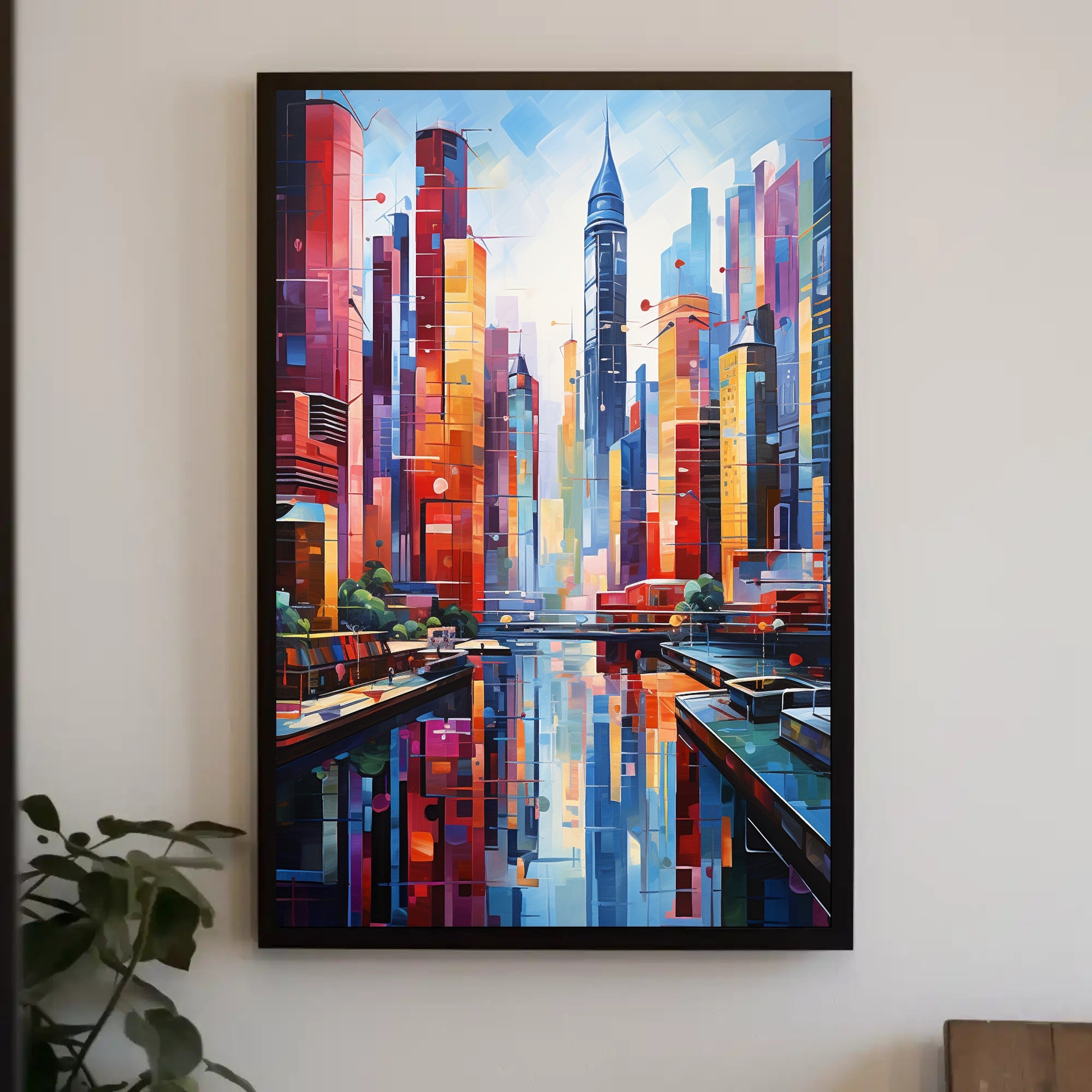 Vibrant Cityscape Reflections Poster