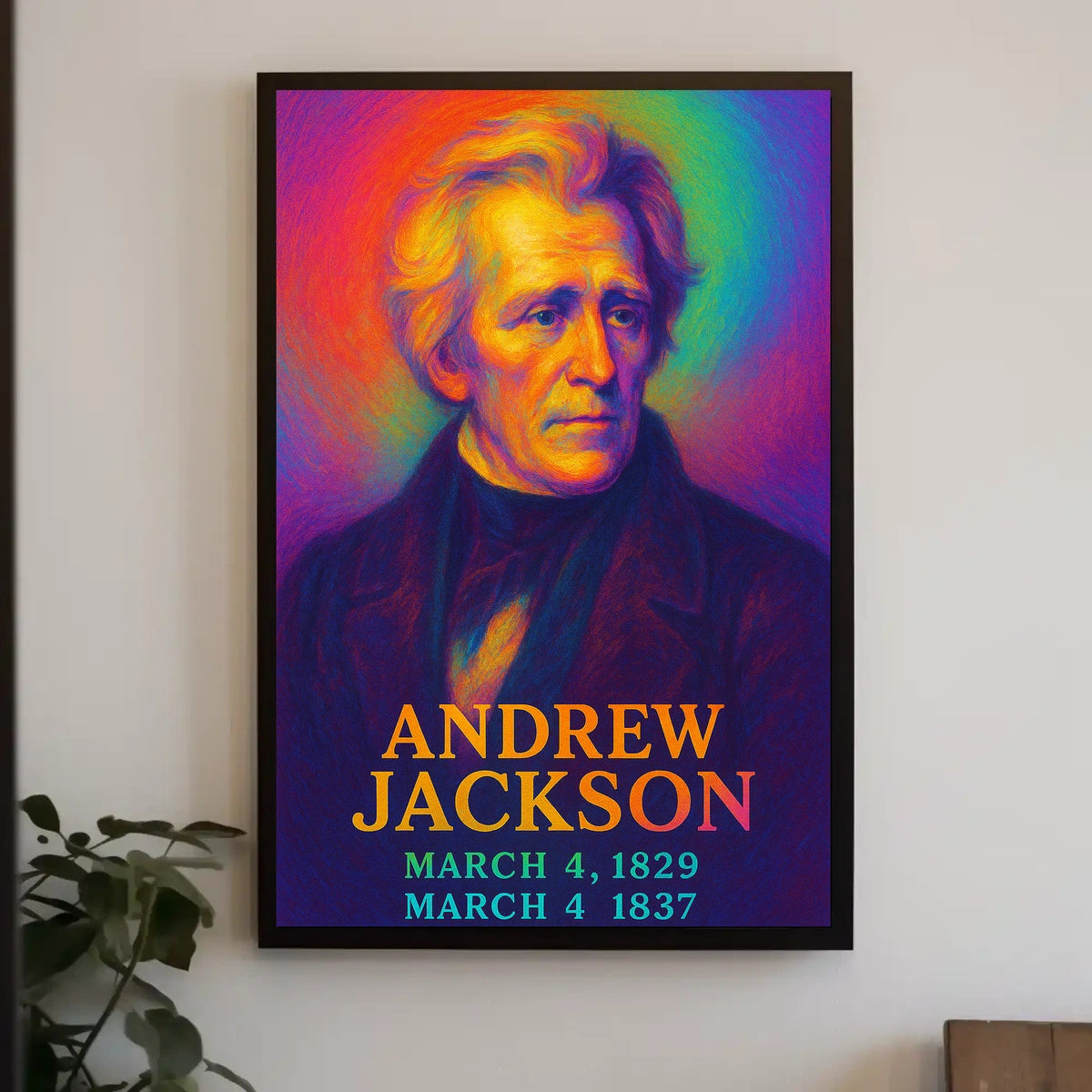 Andrew Jackson 7th President of the United States Neon Gradient Overlay Poster