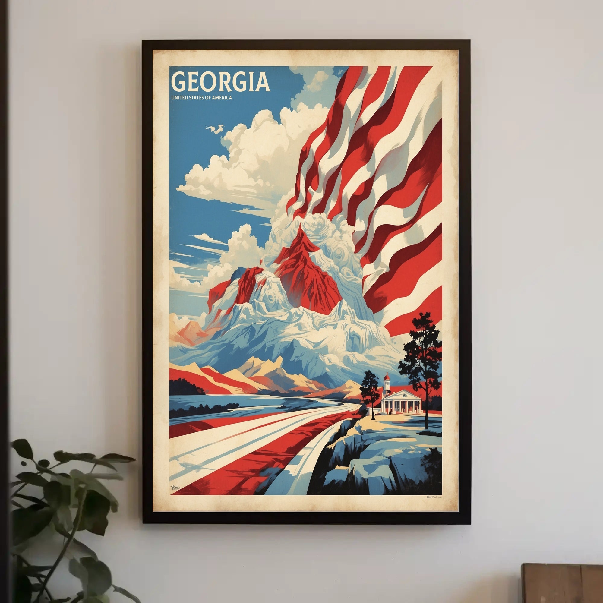 Patriotic Georgia Landscape Art Print - Cultural or Heritage Poster